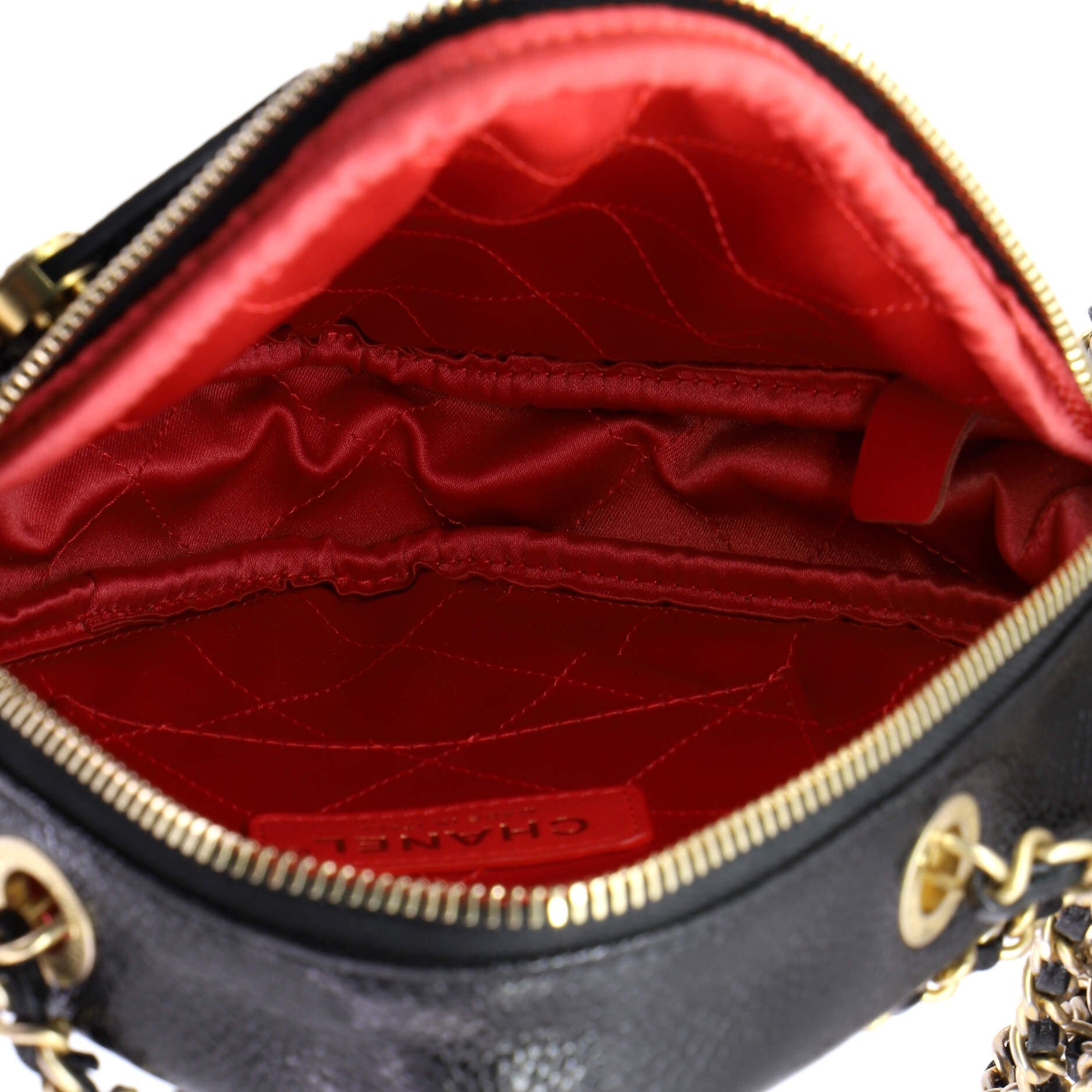 Diamond Chain Crossbody Bag Quilted Caviar Small