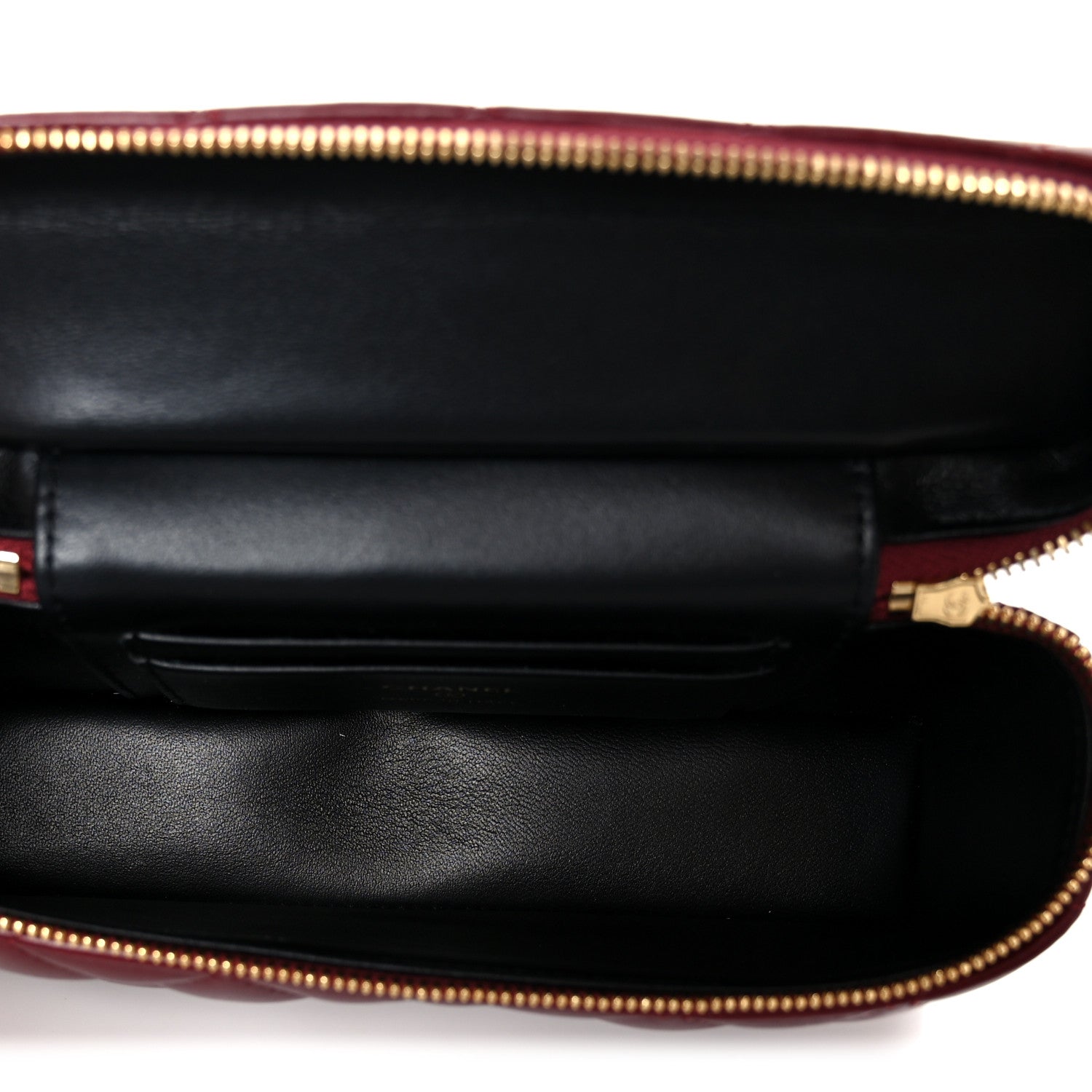 Caviar Quilted Top Handle Slim Vanity With Chain Burgundy