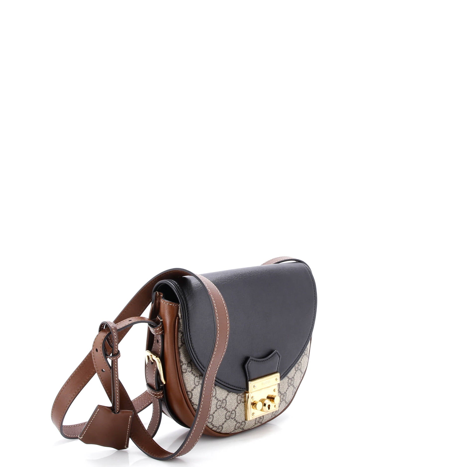 Padlock Saddle Shoulder Bag GG Coated Canvas and Leather Small