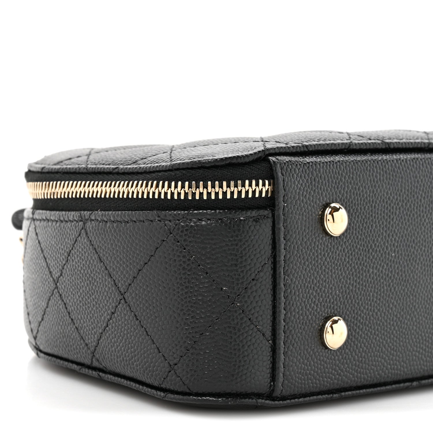 Caviar Quilted Top Handle Vanity Case Black