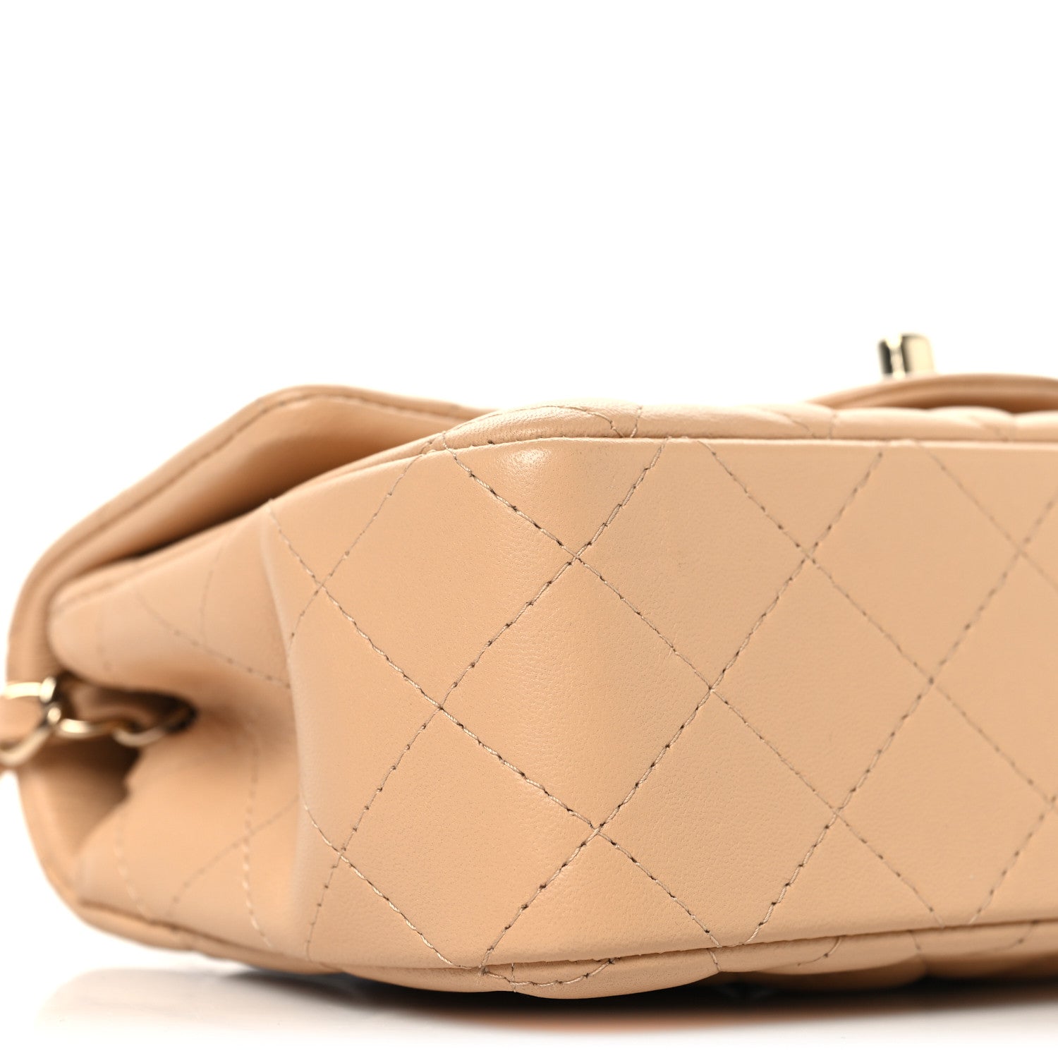 Lambskin Quilted Mini Rectangular Flap Beige