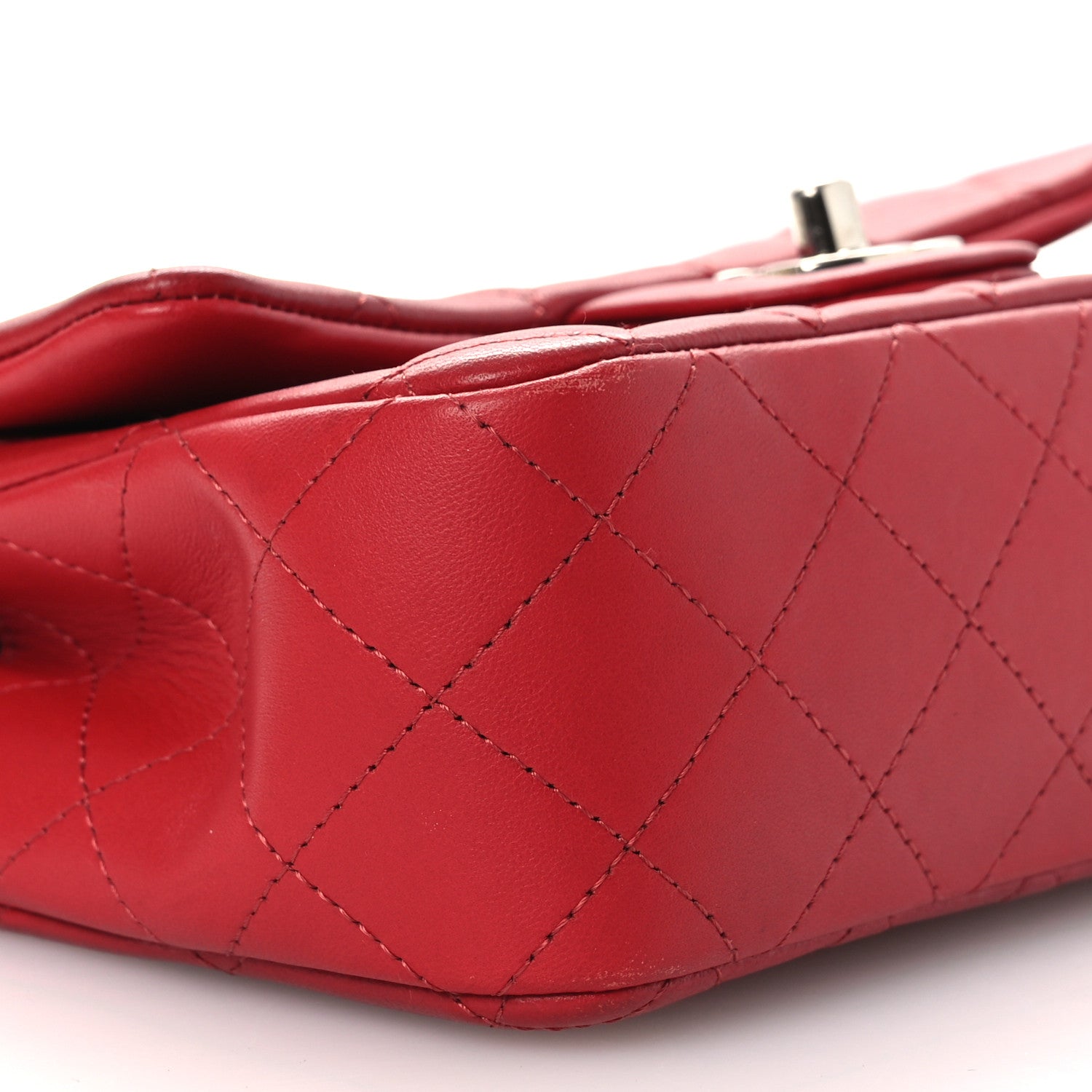 Lambskin Quilted Mini Rectangular Flap Red