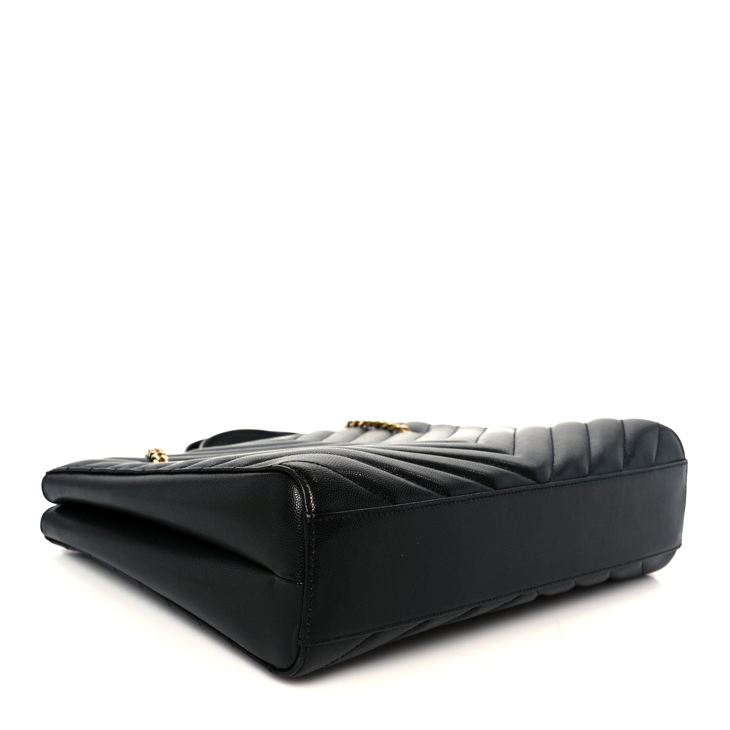 Grain de Poudre Matelasse Chevron Medium Tribeca Shopping Bag Black