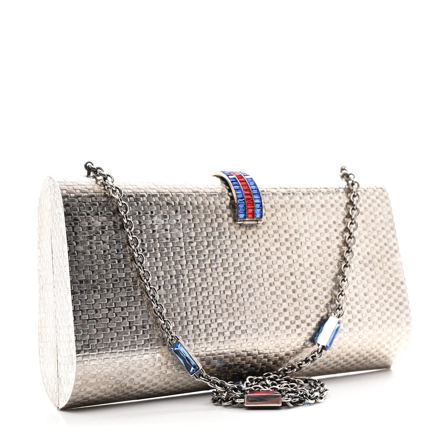 Metal Crystal Buckle Small Chain Shoulder Bag Silver