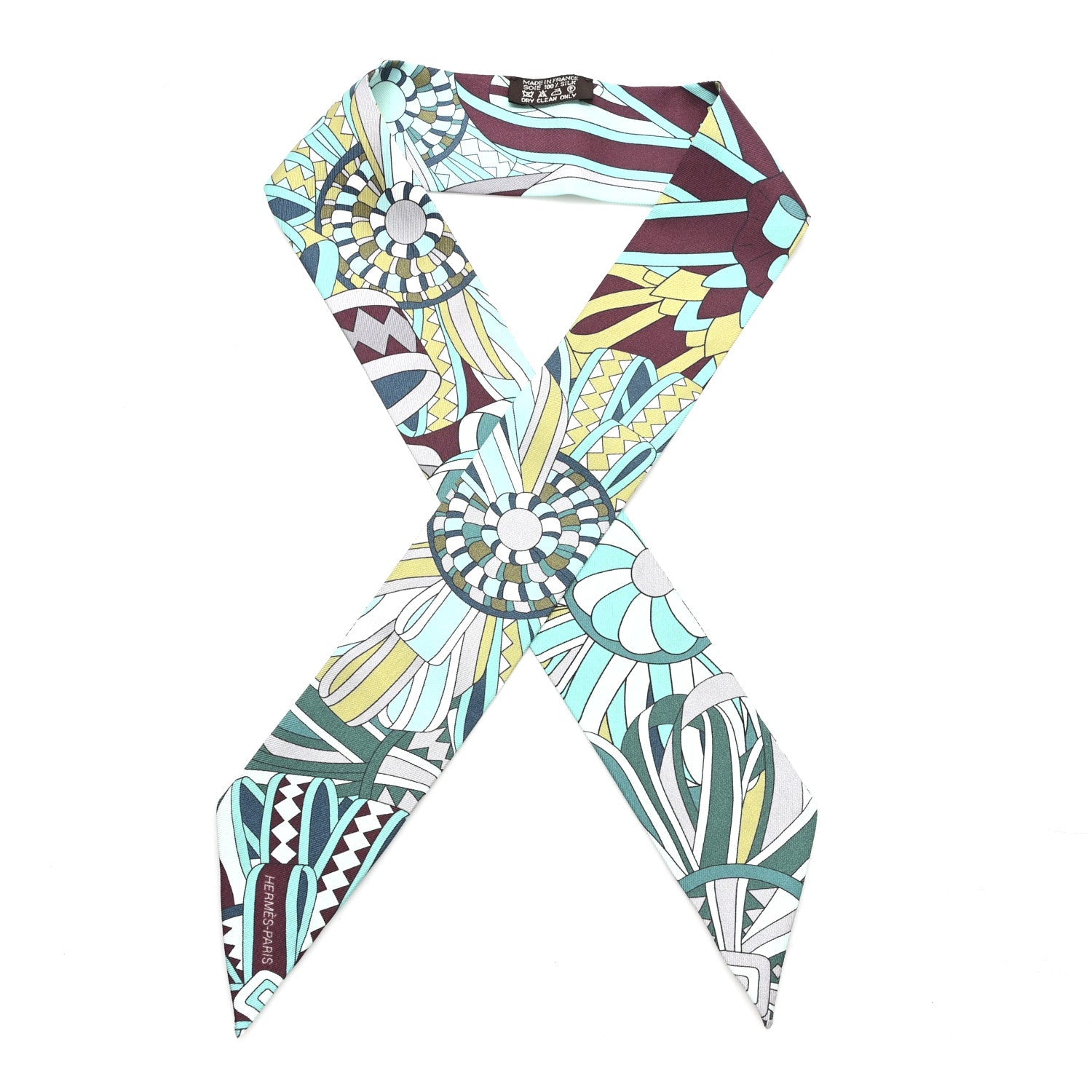 Silk Les Flots du Cheval Twilly Turquoise Bordeaux Aqua