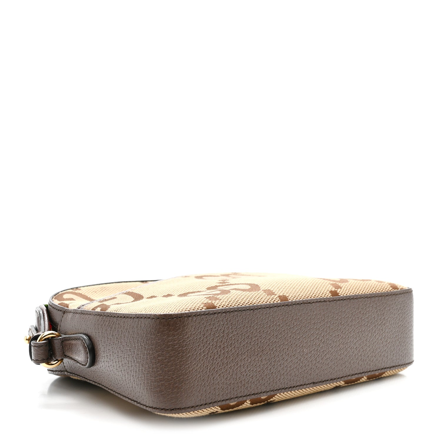 Monogram Jumbo GG Textured Dollar Calfskin Web Messenger Shoulder Bag Camel Ebony New Acero