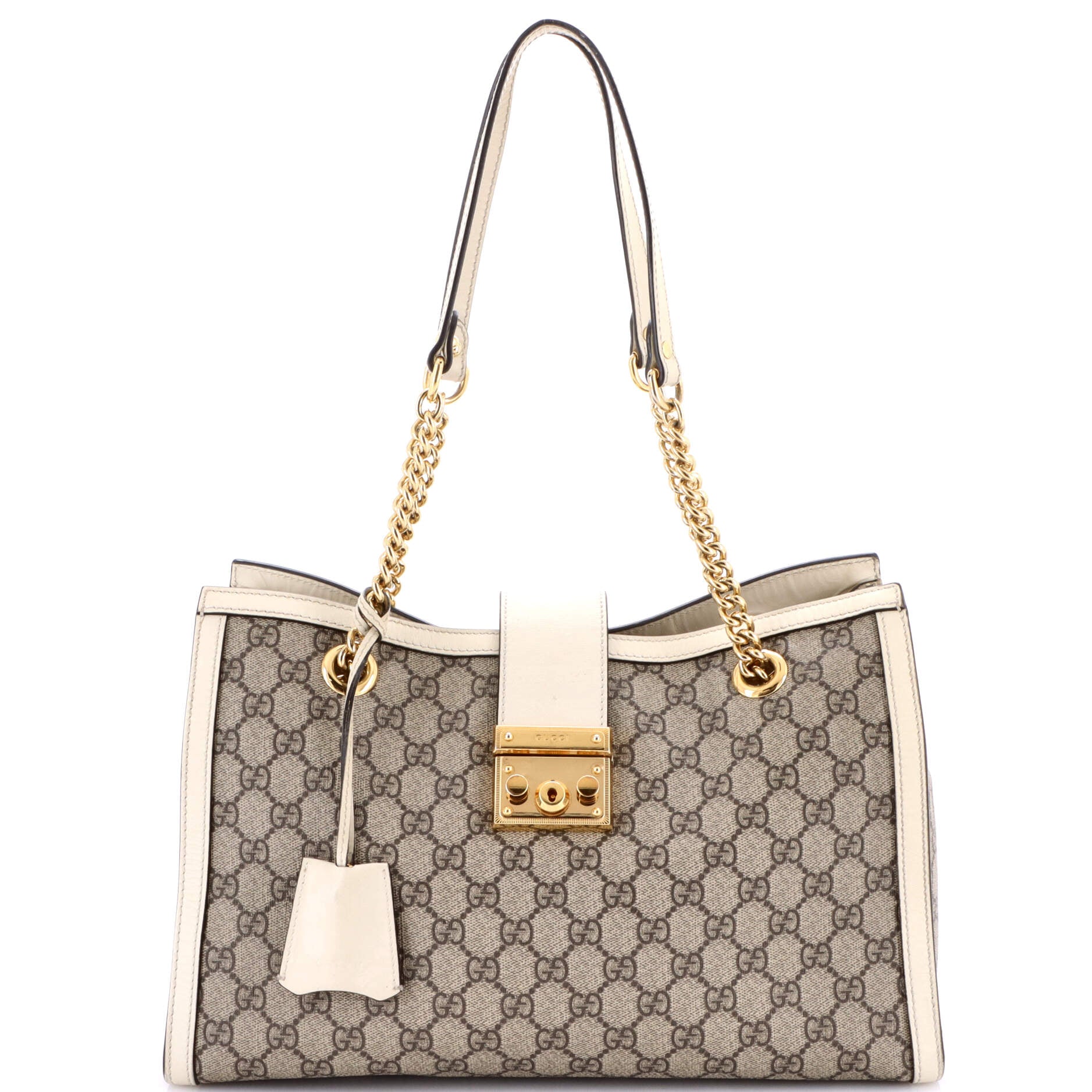 Padlock Chain Tote GG Coated Canvas with Leather Medium