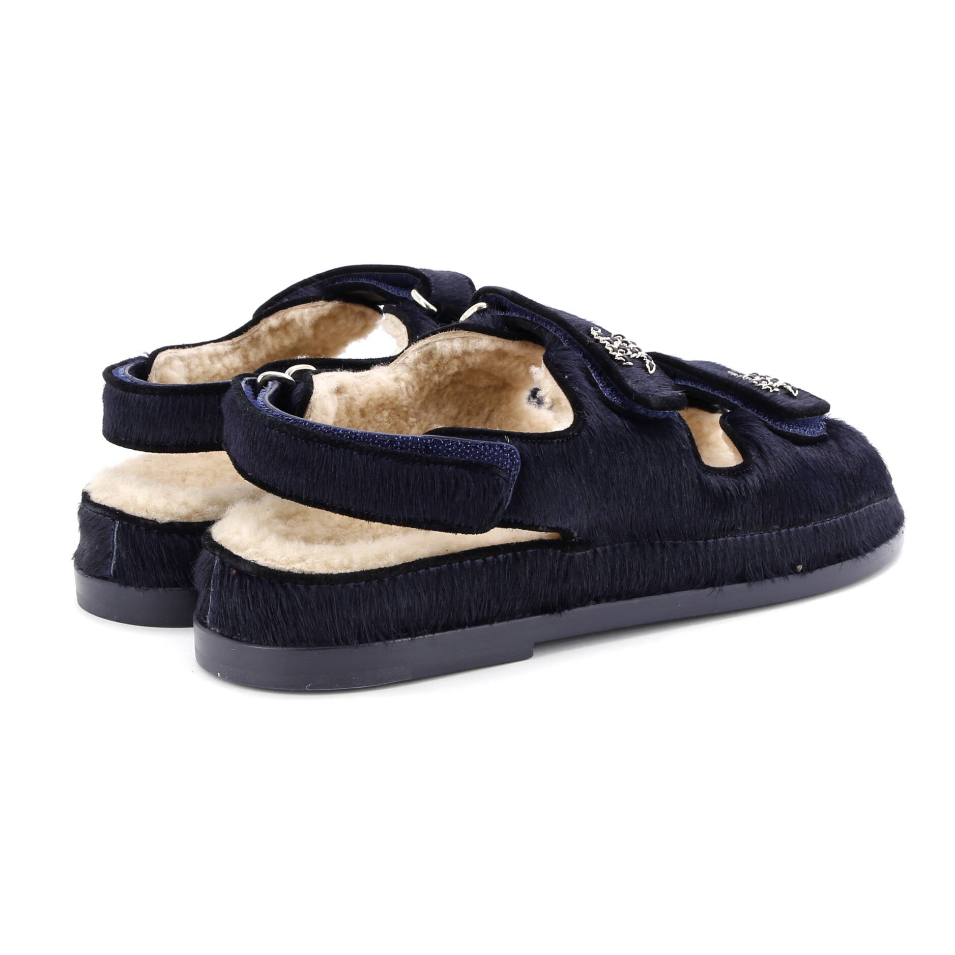 Women's Velcro Dad Sandals Calf Hair and Shearling