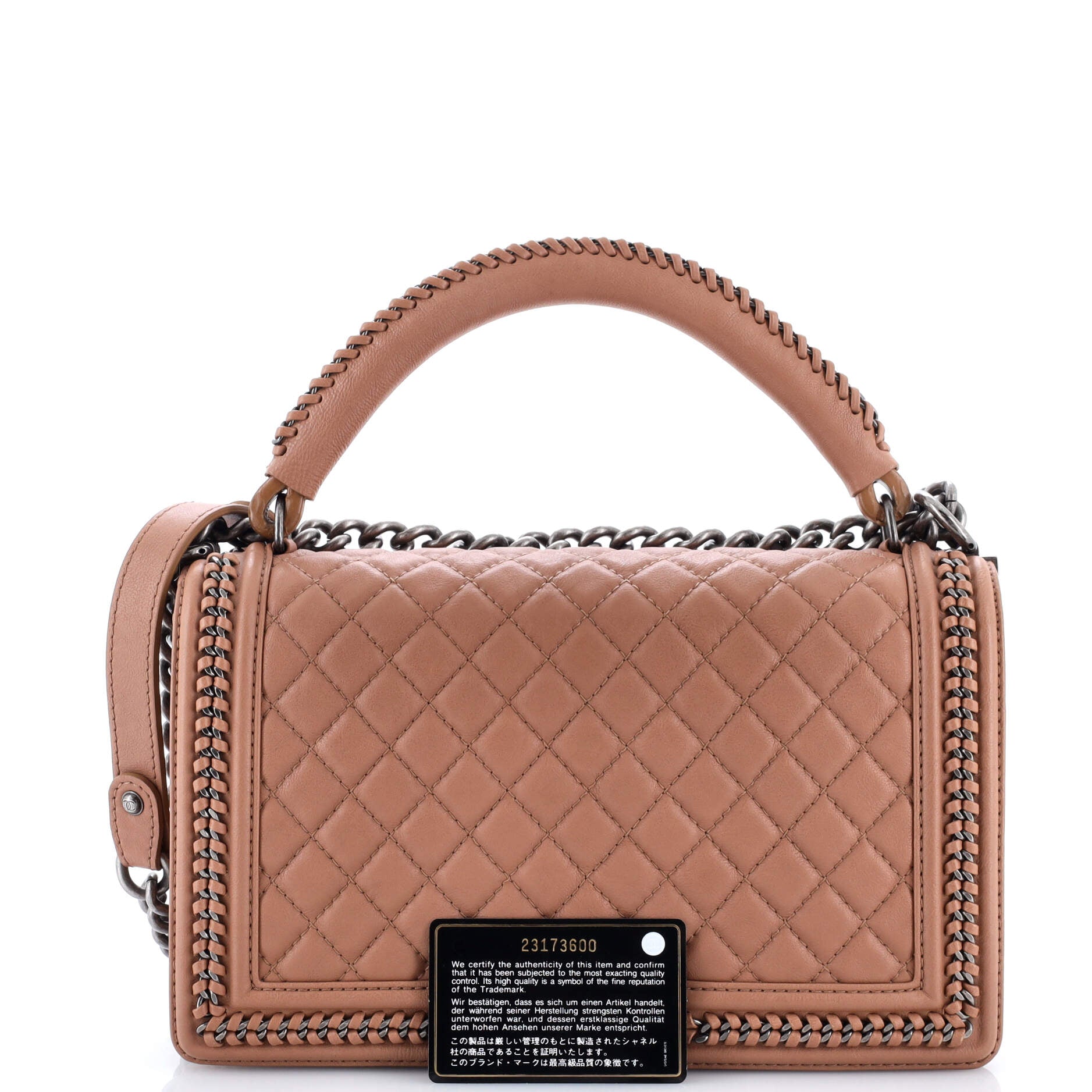 Chain Handle Boy Flap Bag Quilted Calfskin New Medium