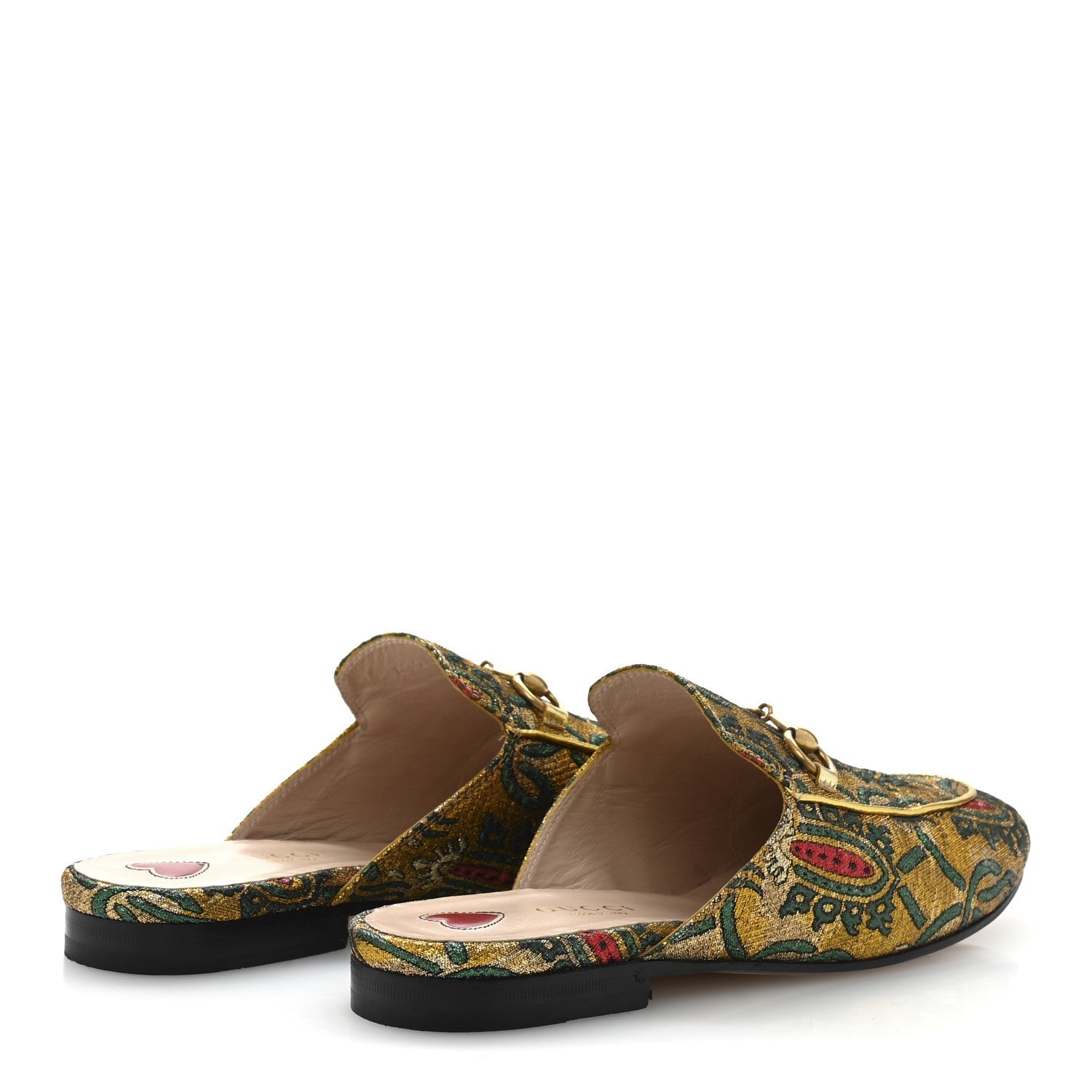 Iridescent Brocade Womens Princetown Slippers 36 Gold Multicolor