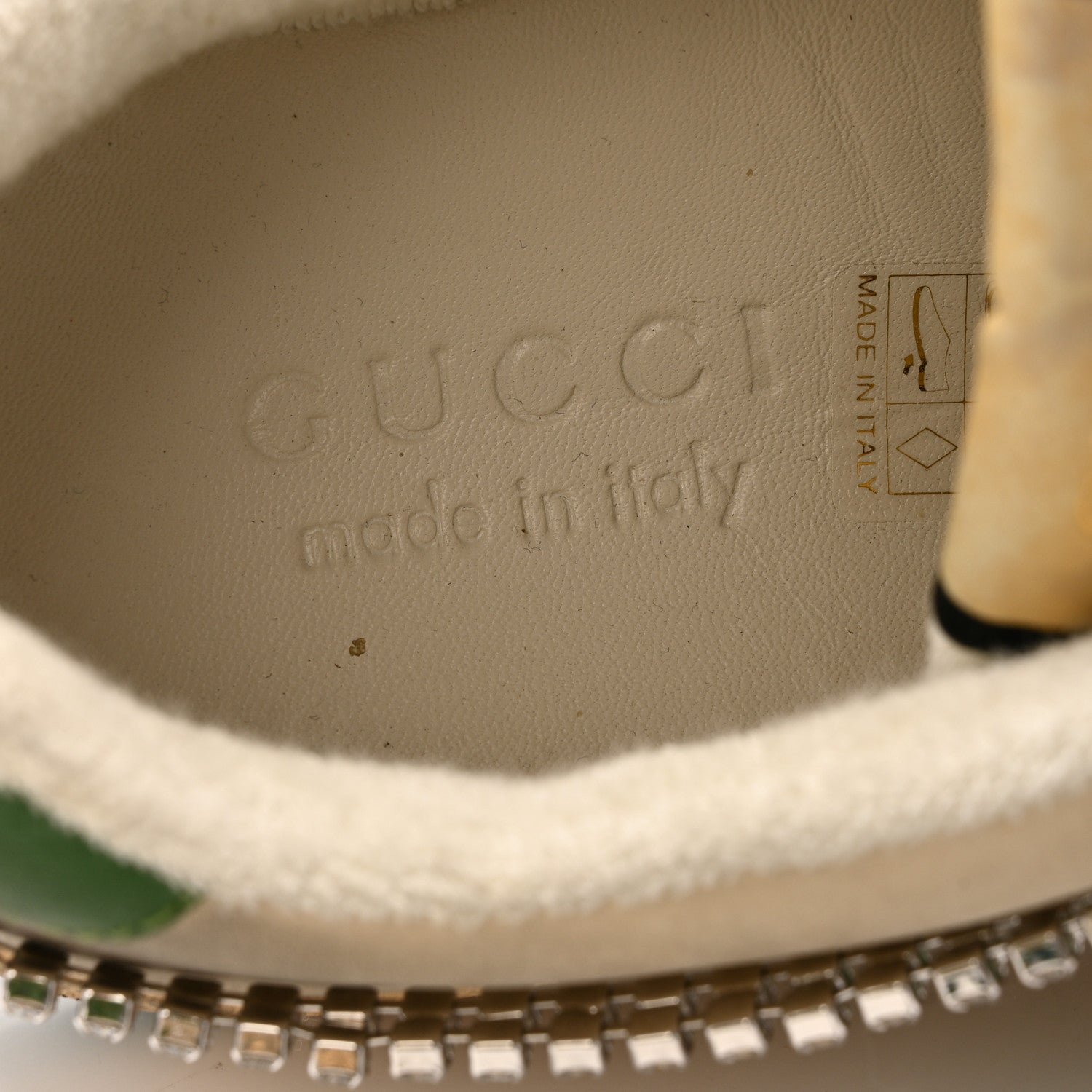 Nubuck Calfskin Web Removable Crystals Mens Screener Sneakers 7 Dusty Milk New Mystic White