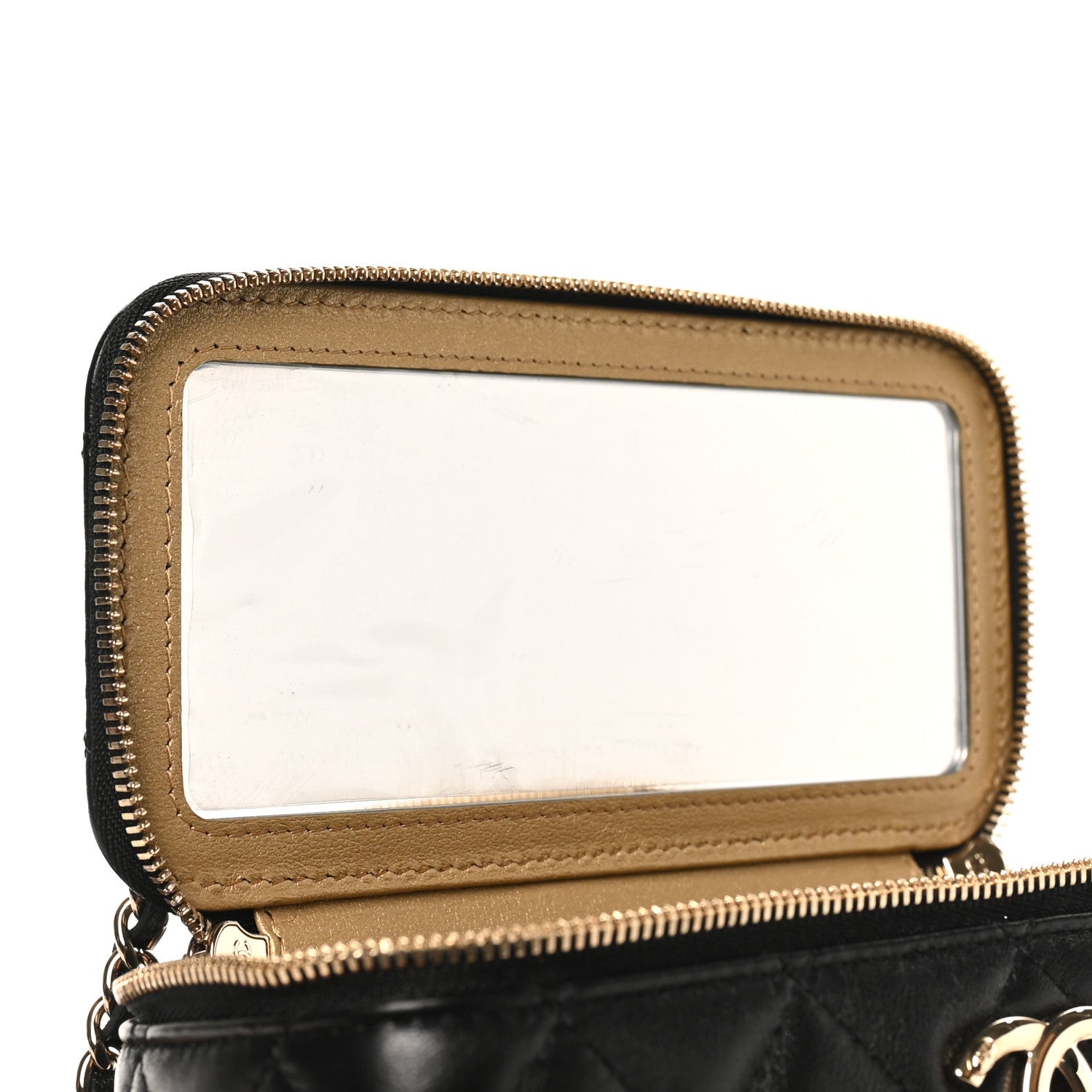 Lambskin Quilted Small CC Vanity Case Black