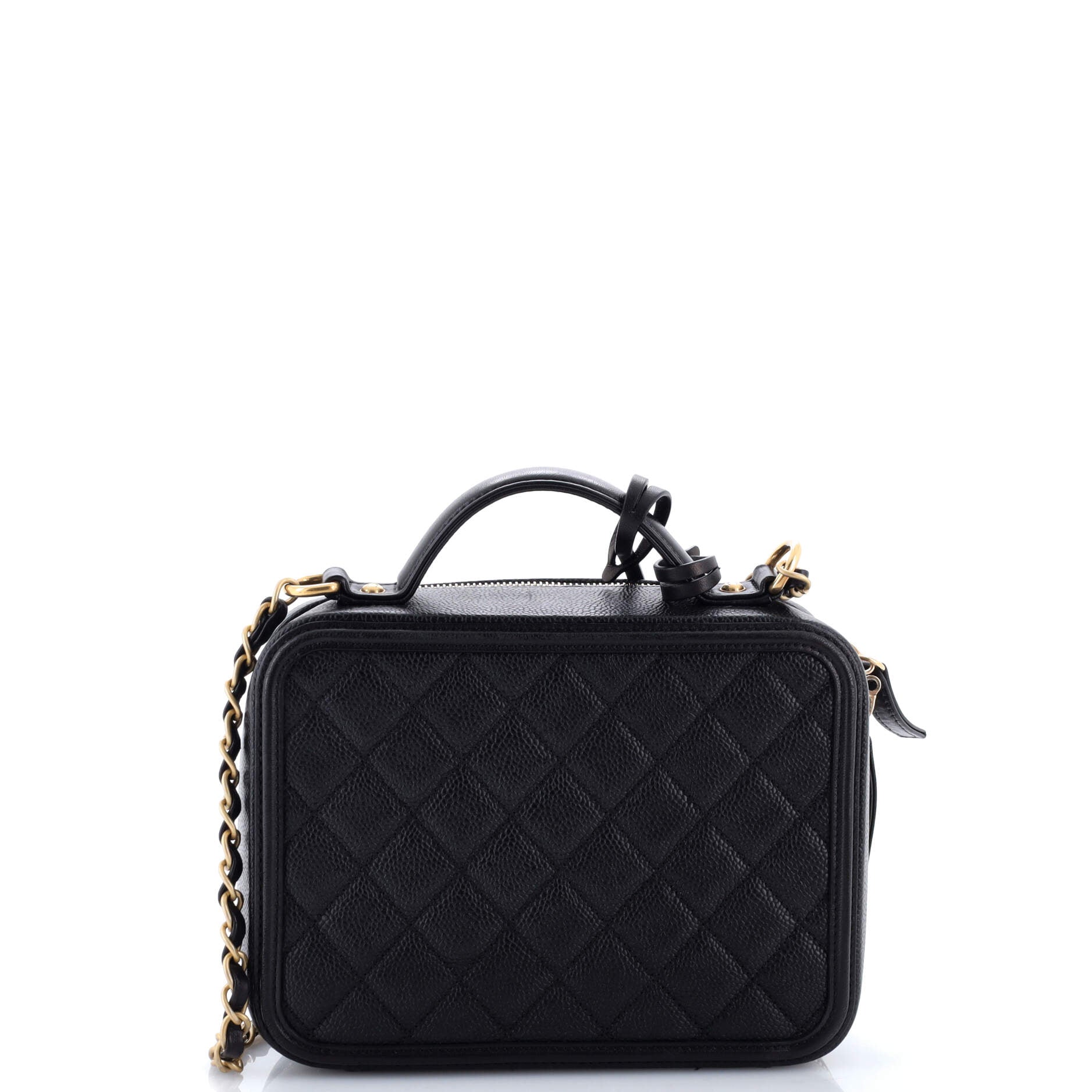 Filigree Vanity Case Quilted Caviar Medium