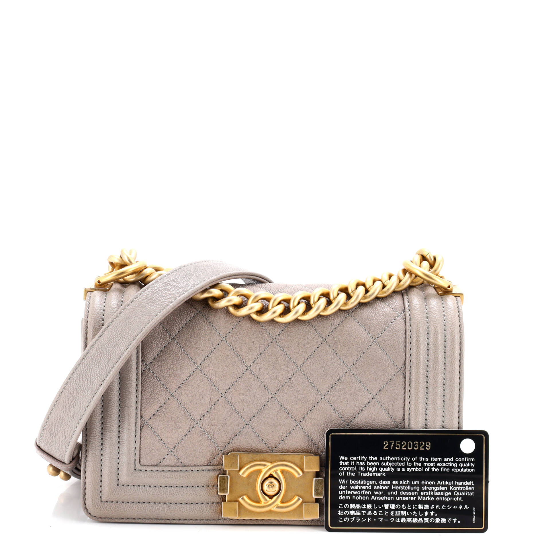 Boy Flap Bag Quilted Caviar Small