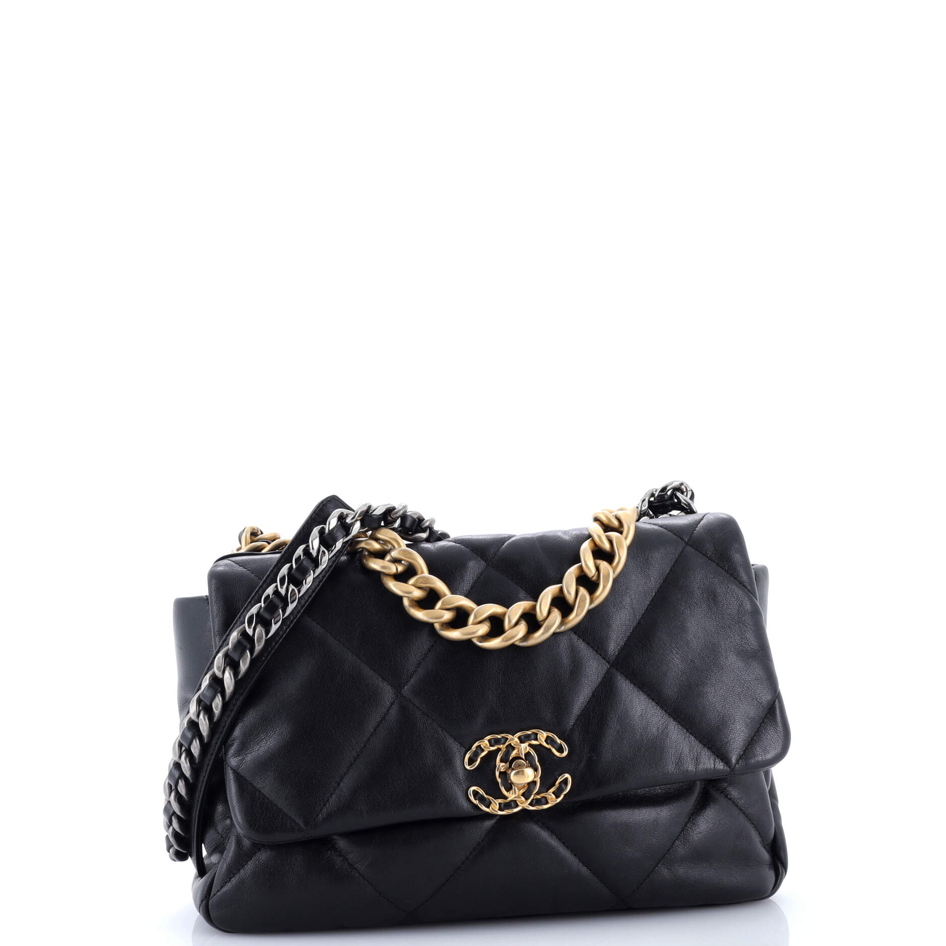 19 Flap Bag Quilted Leather Large