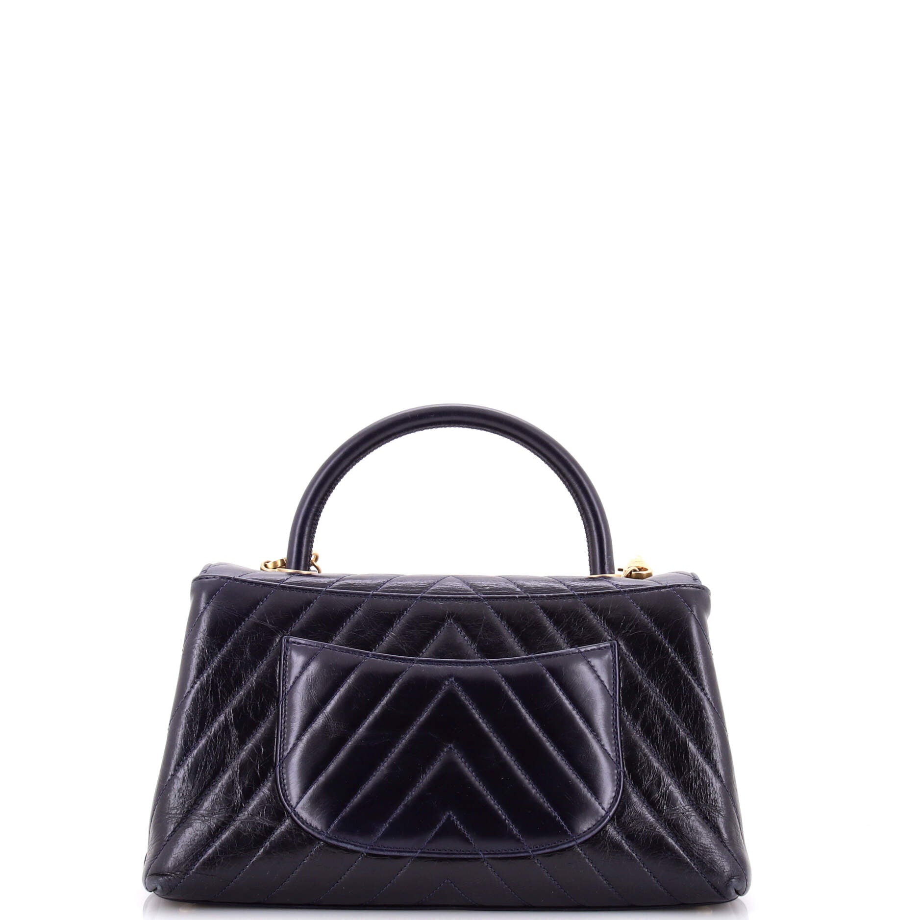 Coco Top Handle Bag Chevron Aged Calfskin Small