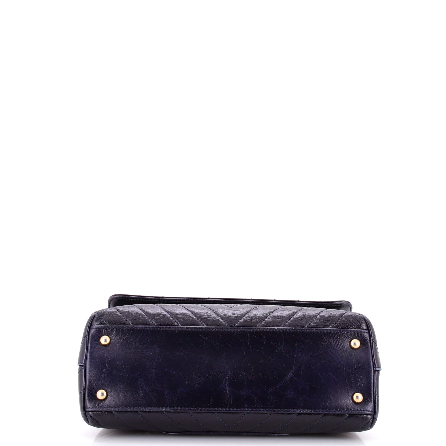 Coco Top Handle Bag Chevron Aged Calfskin Small