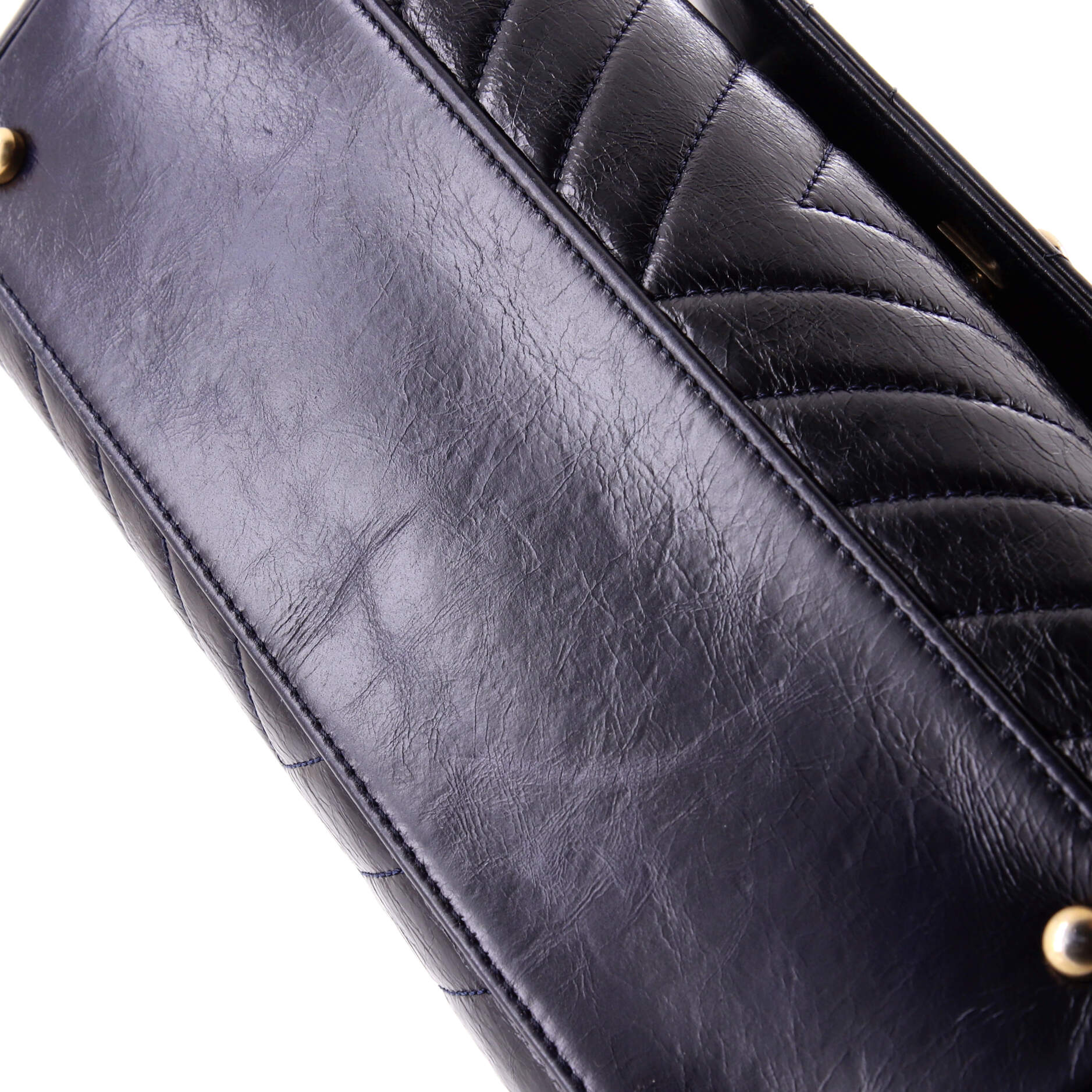 Coco Top Handle Bag Chevron Aged Calfskin Small