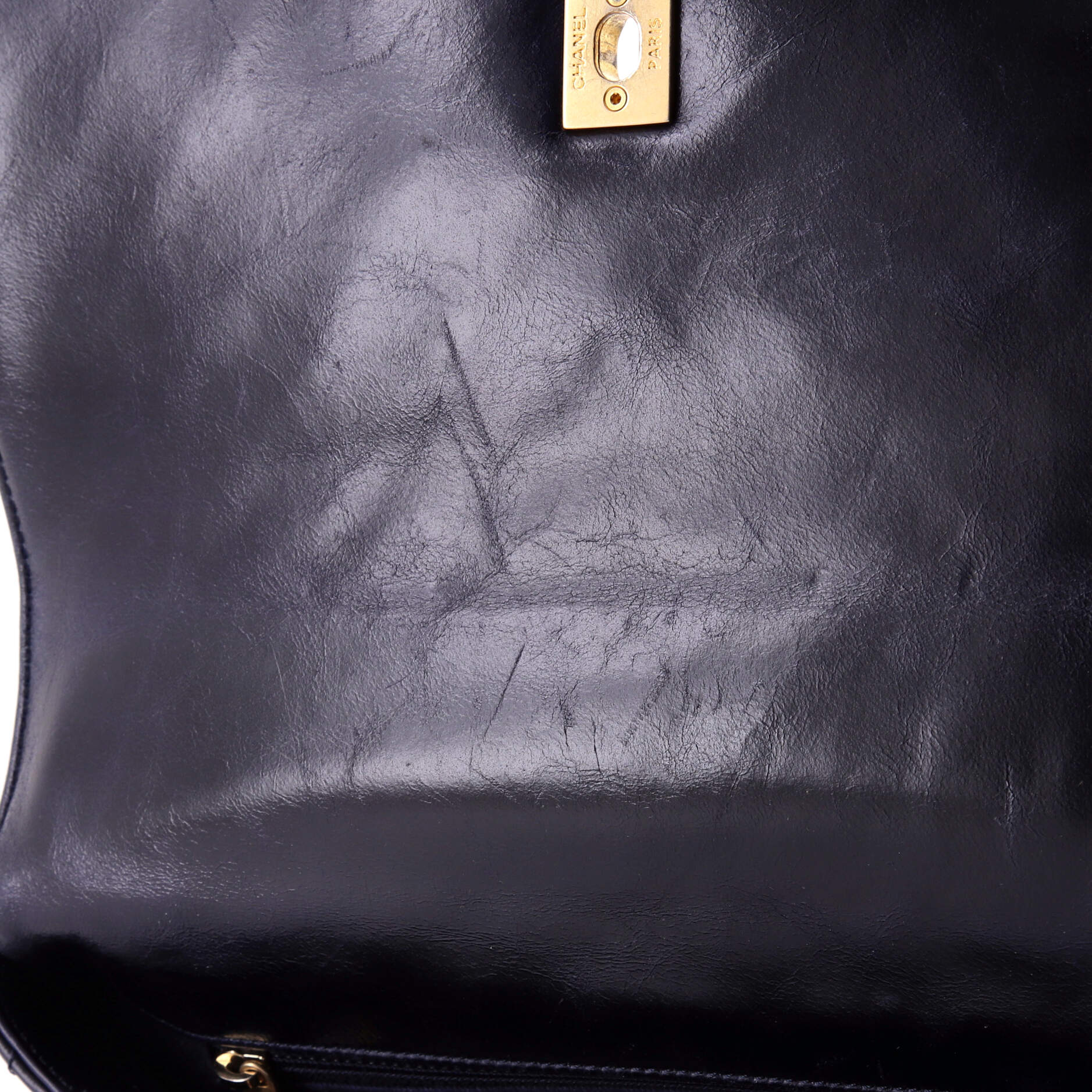 Coco Top Handle Bag Chevron Aged Calfskin Small