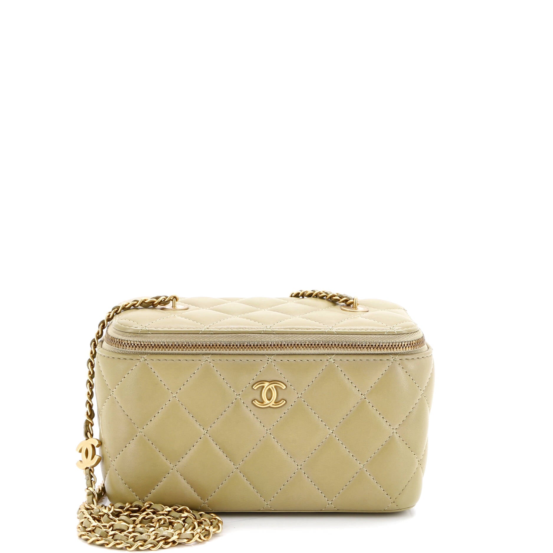 Coco de Toi Heart Vanity Case with Chain Quilted Lambskin Small