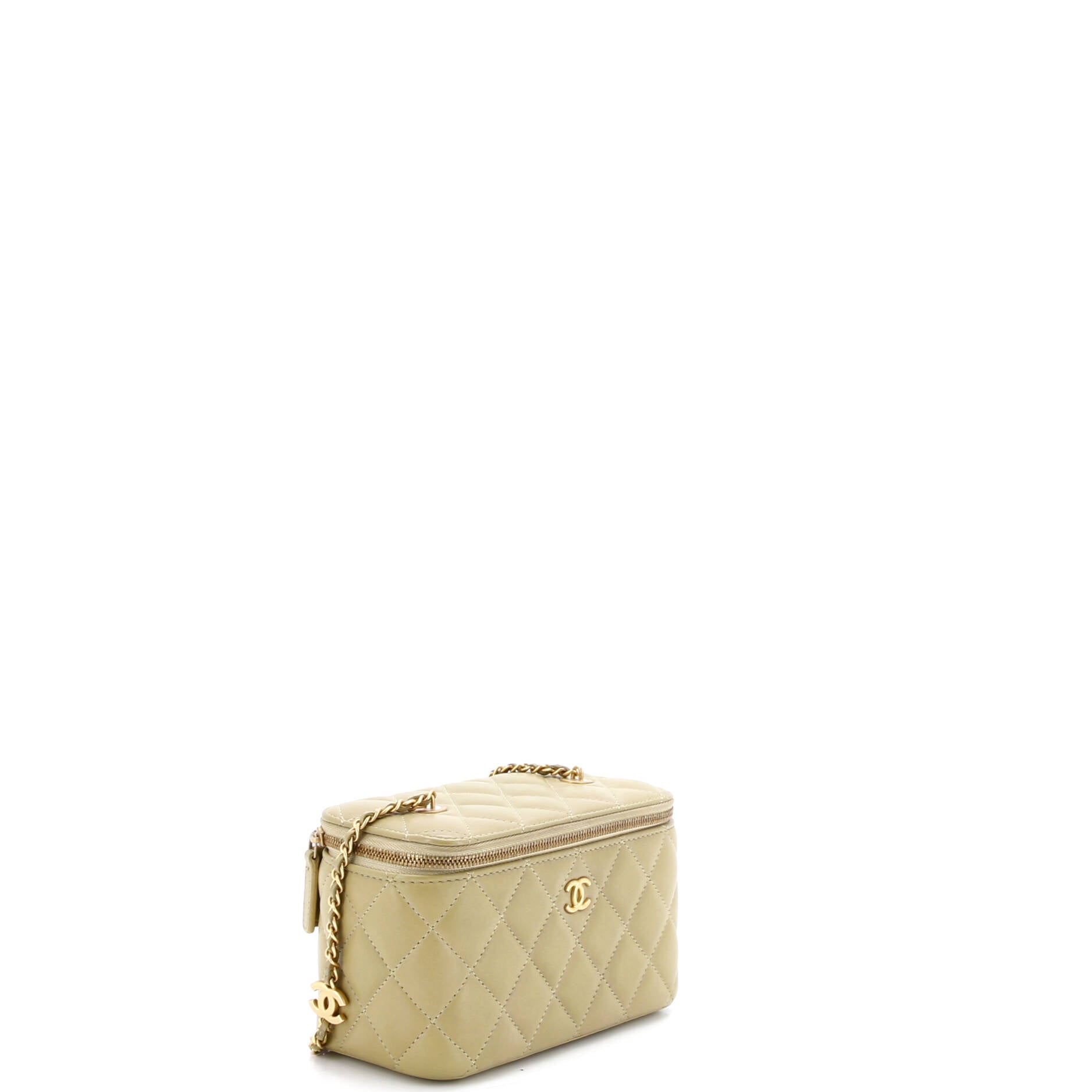 Coco de Toi Heart Vanity Case with Chain Quilted Lambskin Small