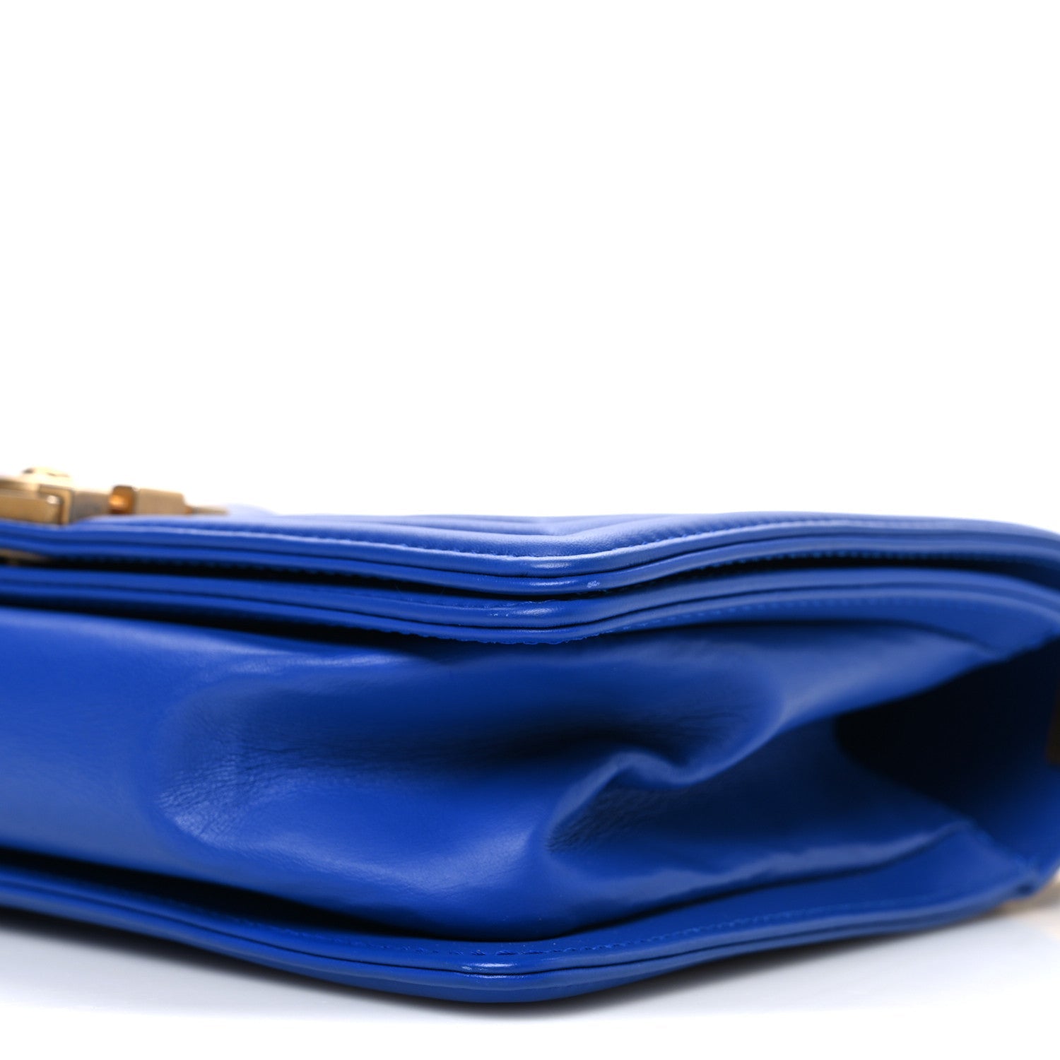 Lambskin Chevron Quilted Medium Boy Flap Blue