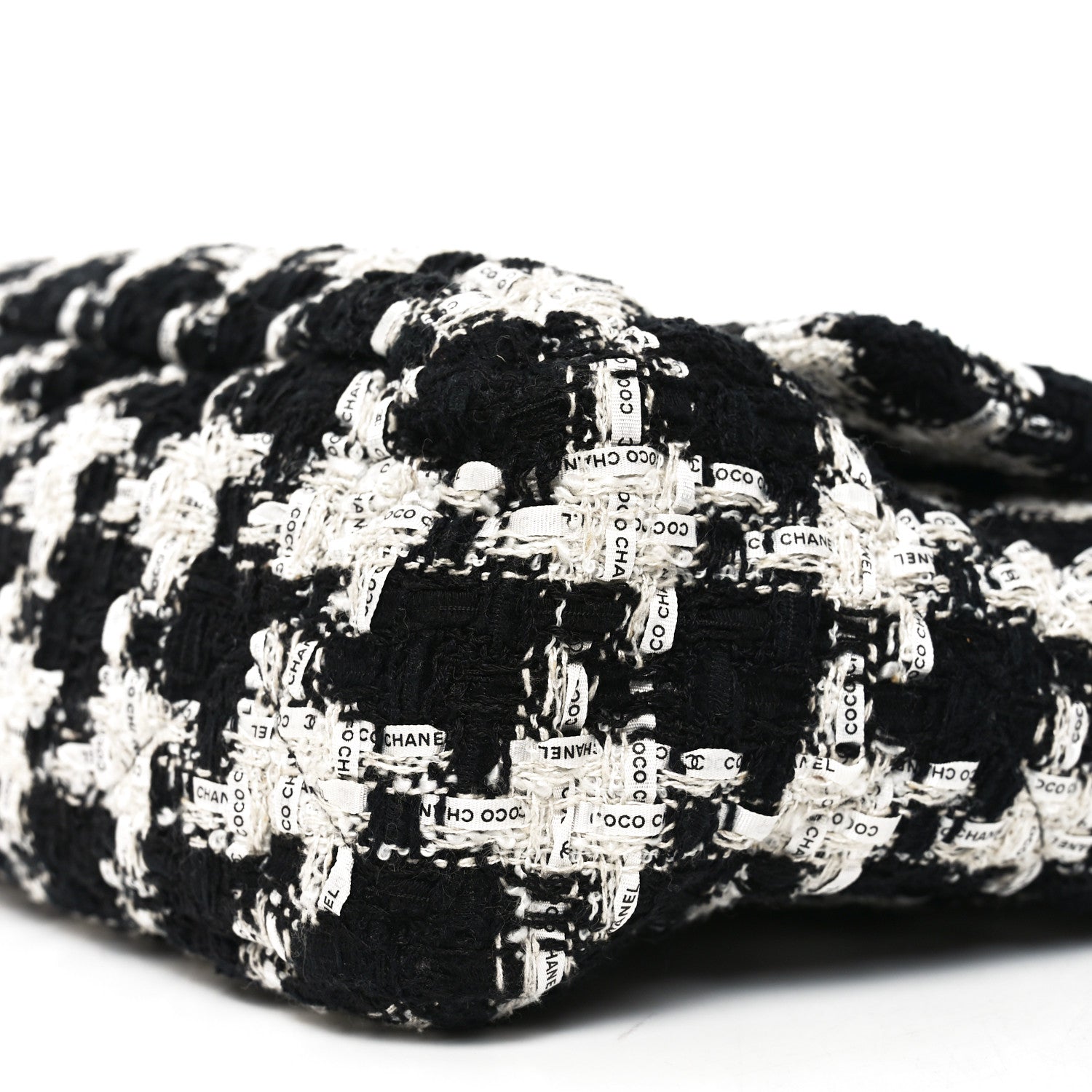 Tweed Quilted Large Chanel 19 Flap Black Ecru White