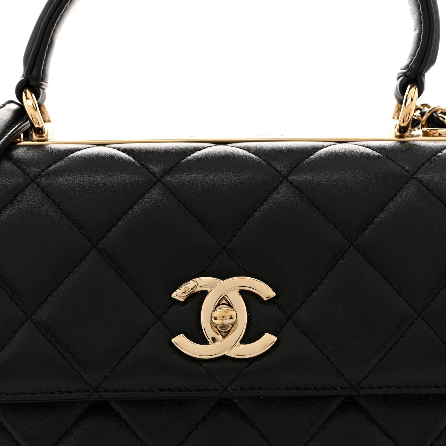 Lambskin Quilted Small Trendy CC Dual Handle Flap Bag Black