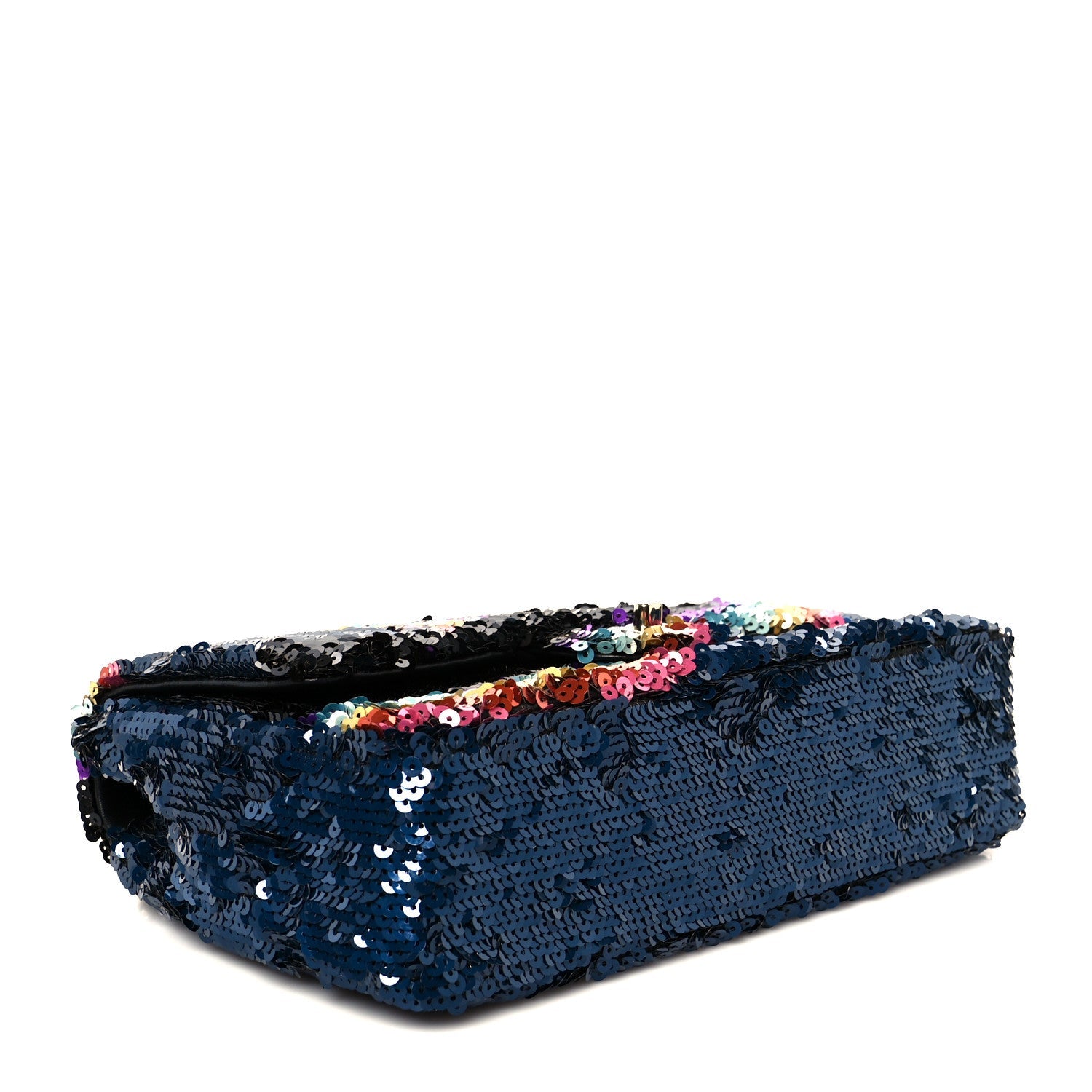 Sequin Medium Single Flap Blue Black Multicolor