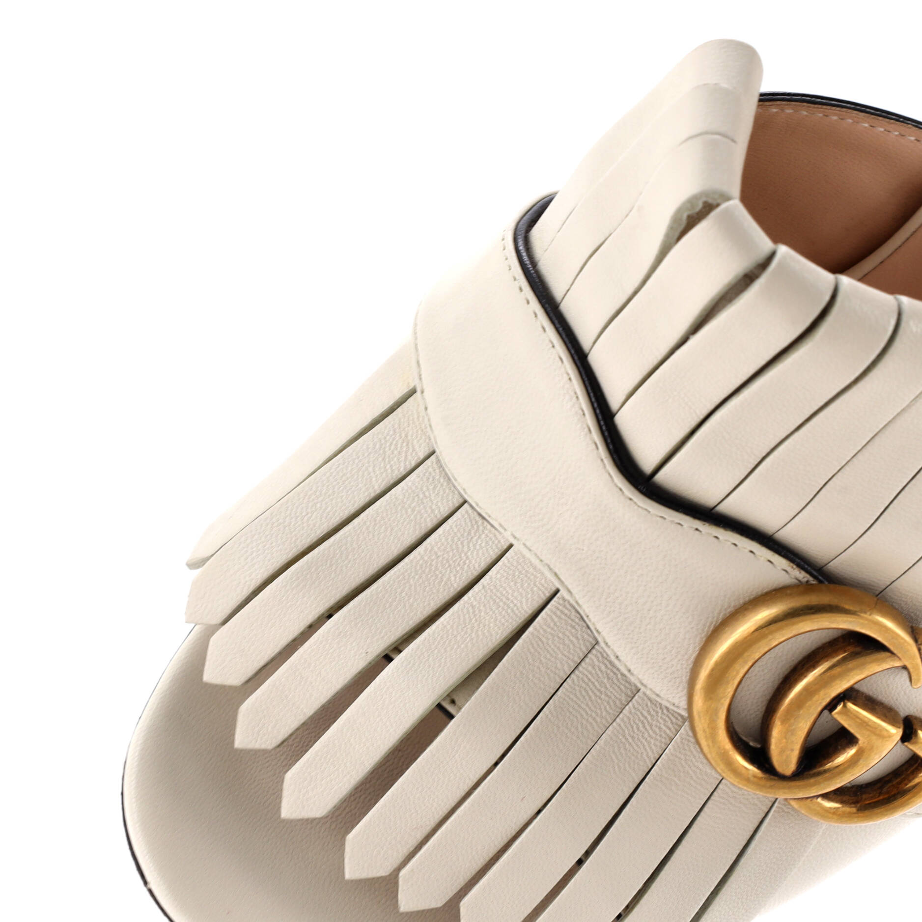 Women's GG Marmont Fringed Heeled Sandals Leather