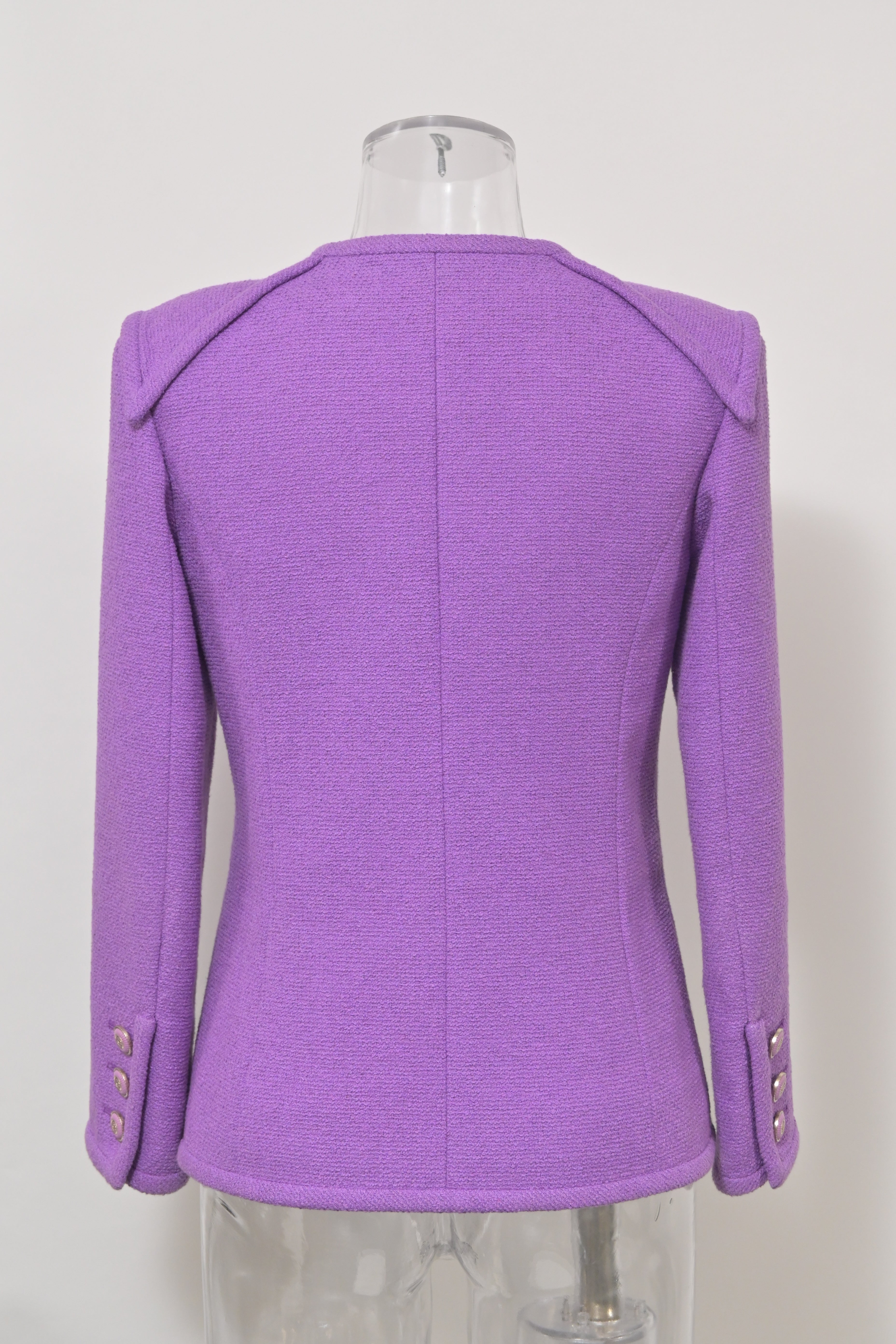 Women's Chanel CC Button Four Pockets Jacket in Purple Tweed