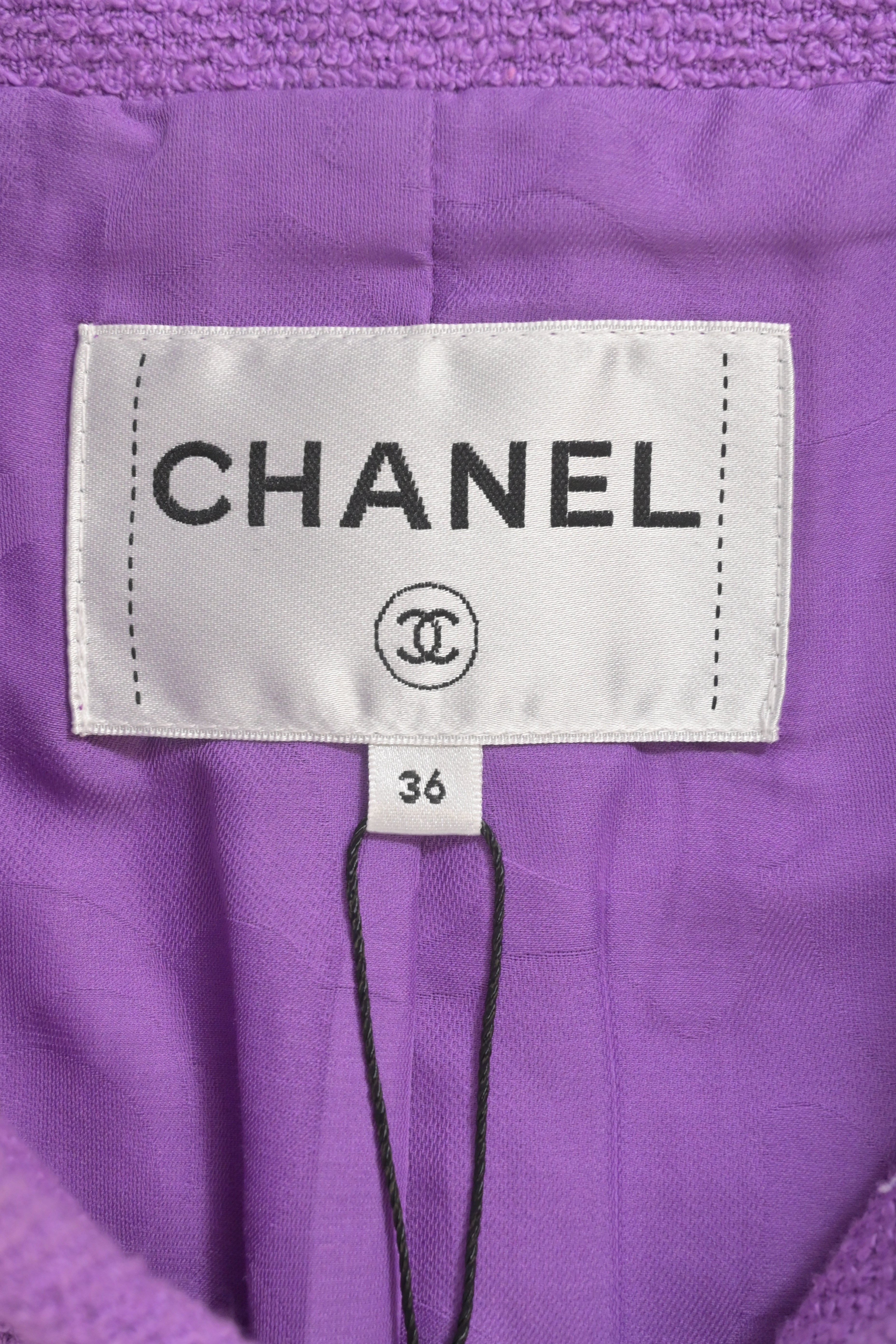 Women's Chanel CC Button Four Pockets Jacket in Purple Tweed