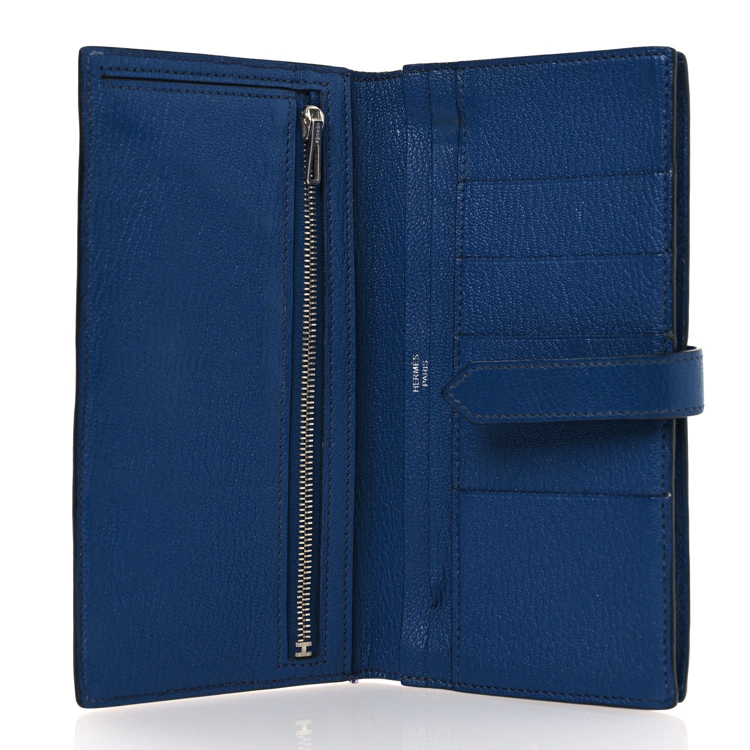 Chevre Mysore Bearn Gusset Wallet Bleu Agate