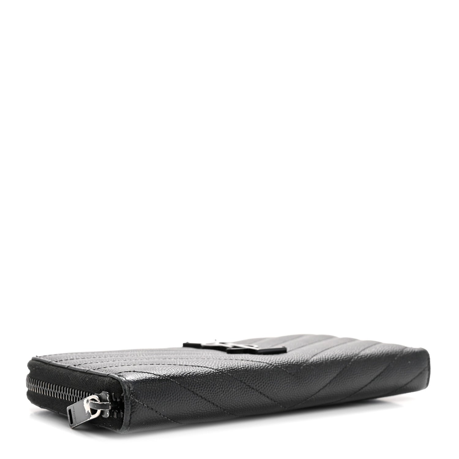 Grain De Poudre Matelasse Chevron Monogram Monochrome Zip Around Wallet Black