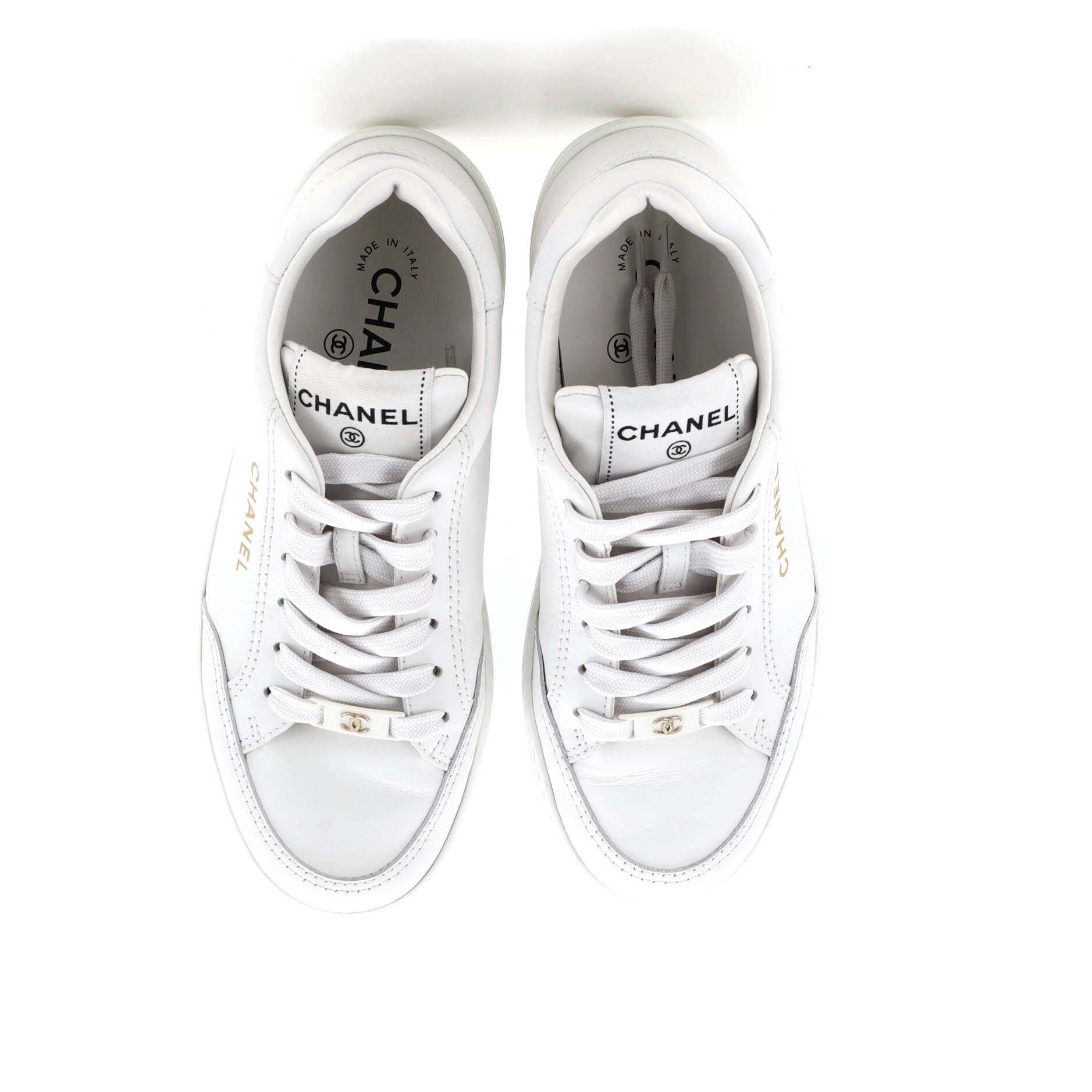 Women's CC Logo Low-Top Sneakers Leather