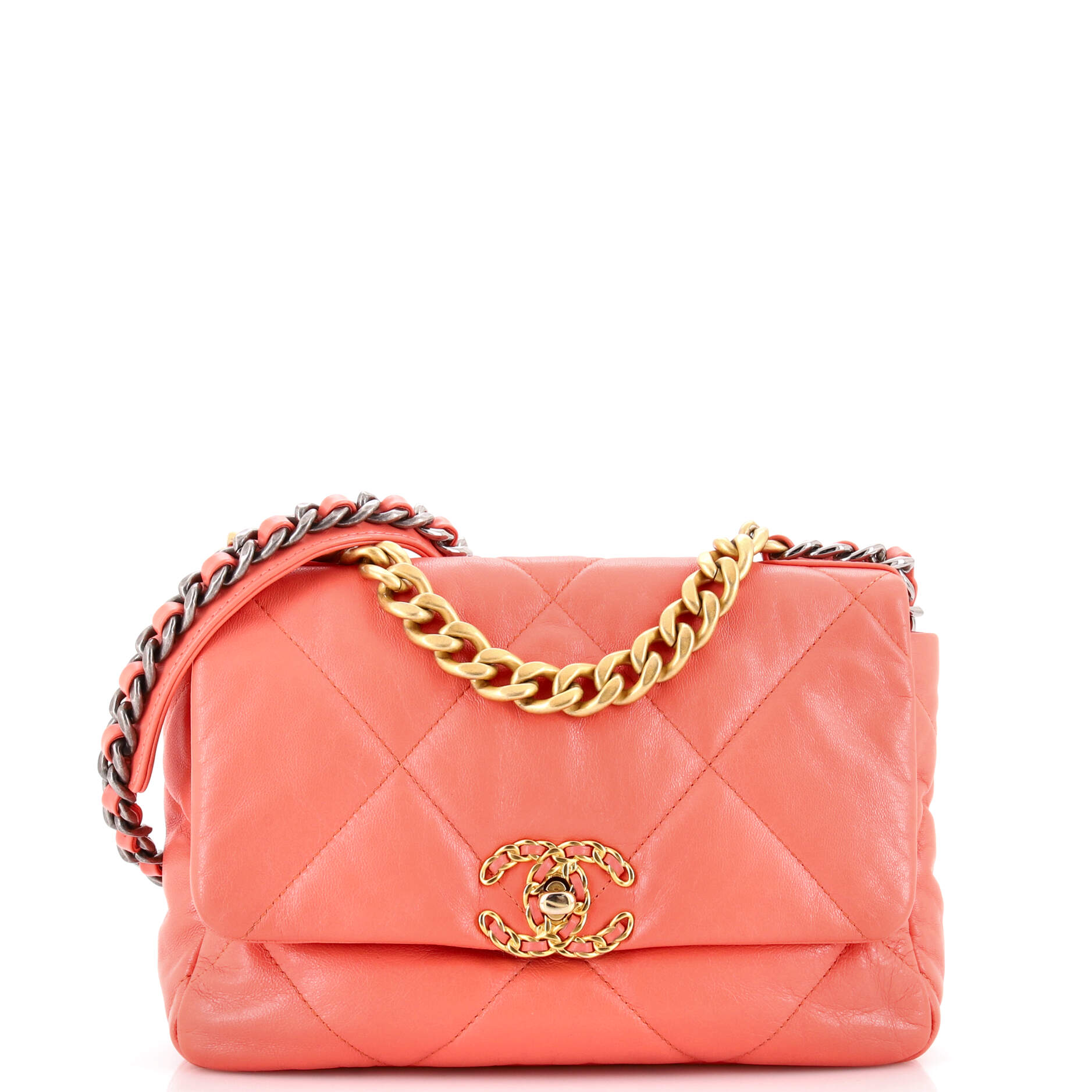 19 Flap Bag Quilted Leather Medium