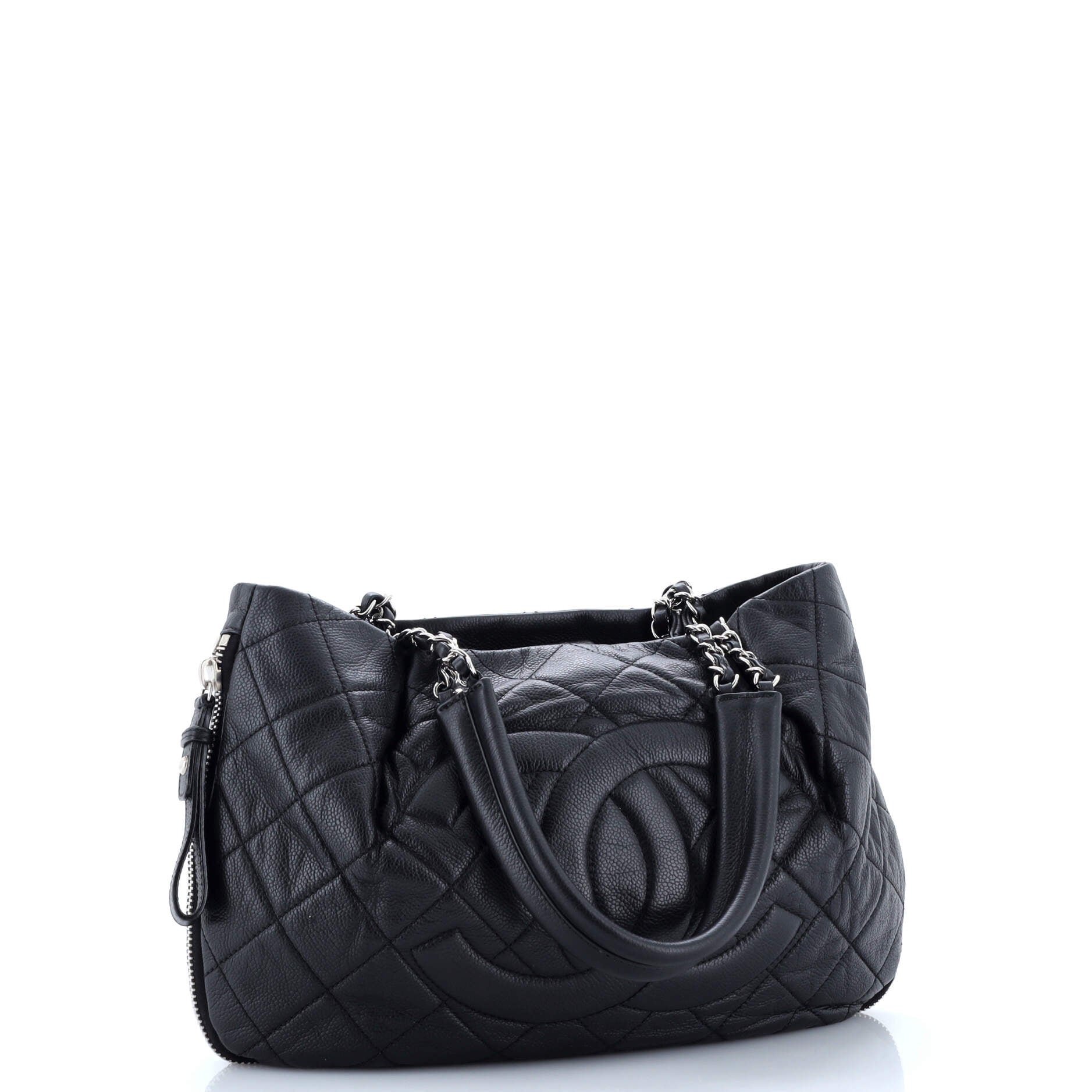 Timeless CC Expandable Tote Quilted Caviar Medium