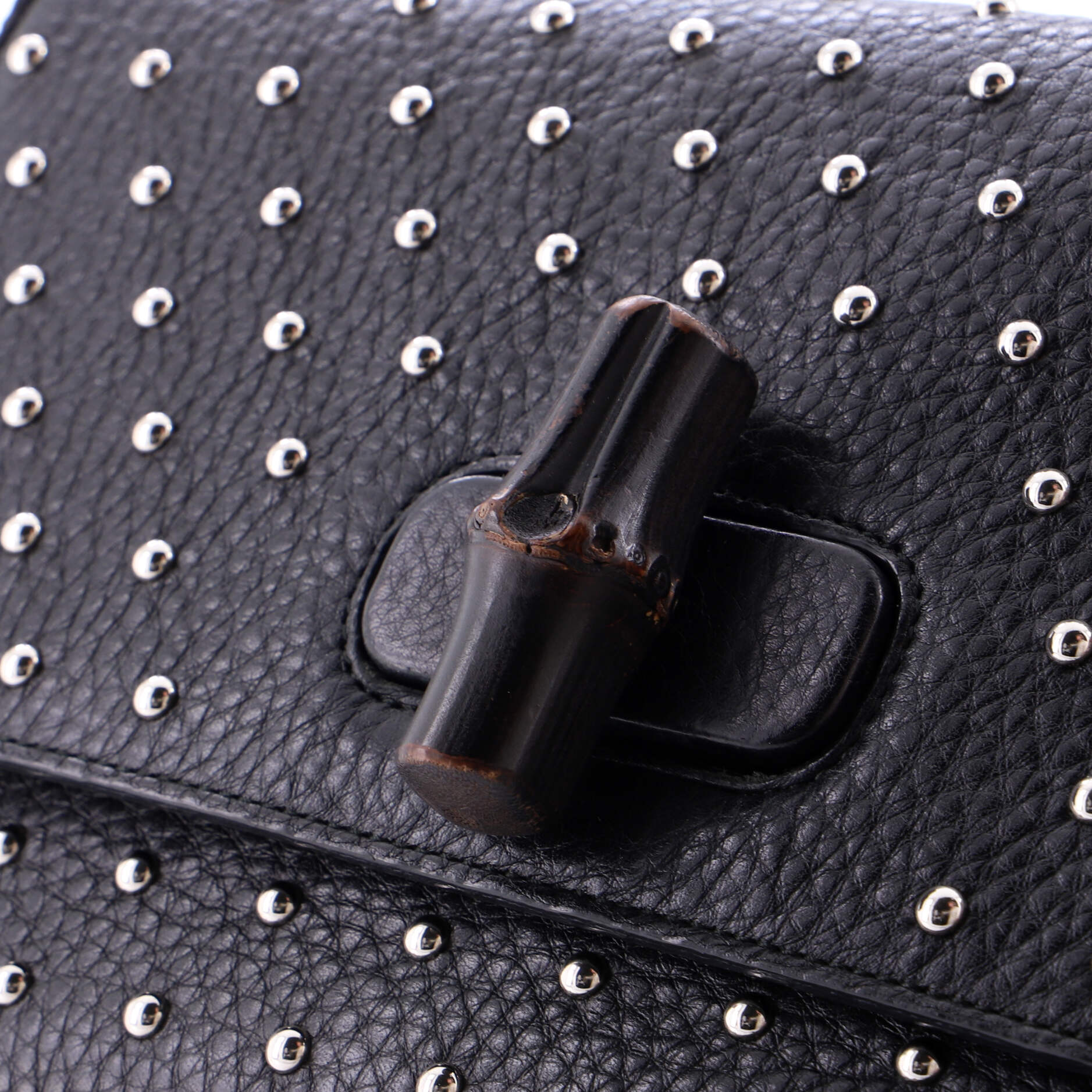 Miss Bamboo Shoulder Bag Studded Leather Medium