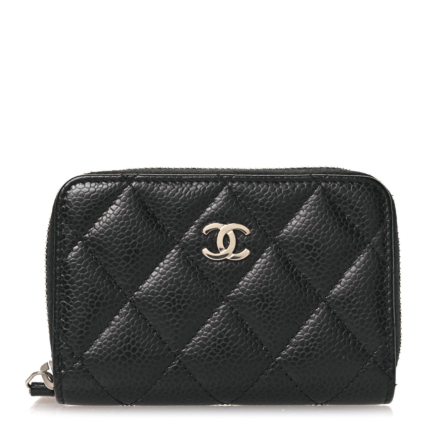 Caviar Quilted Zip Coin Purse Black