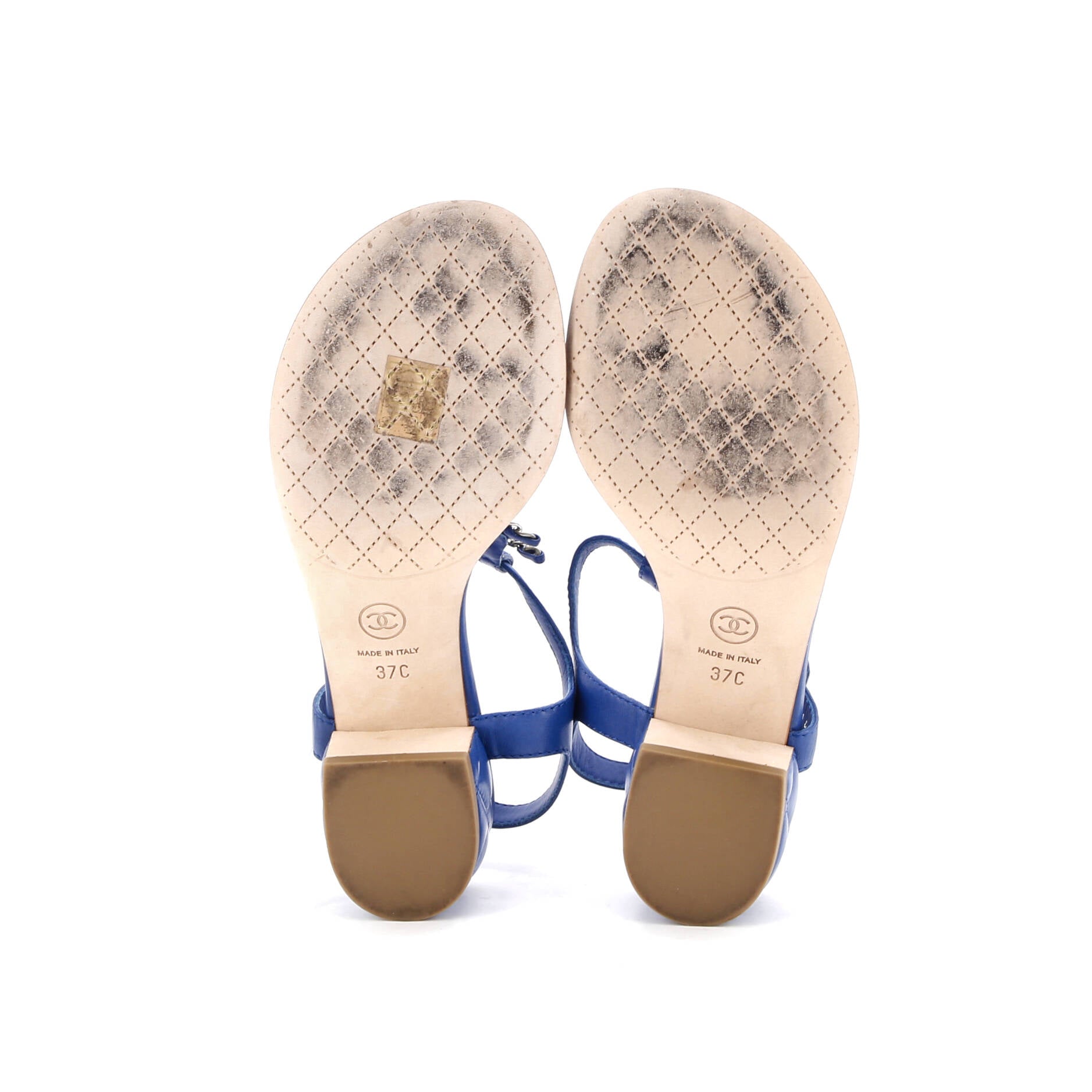 Women's CC Chain T-Strap Sandals Quilted Leather