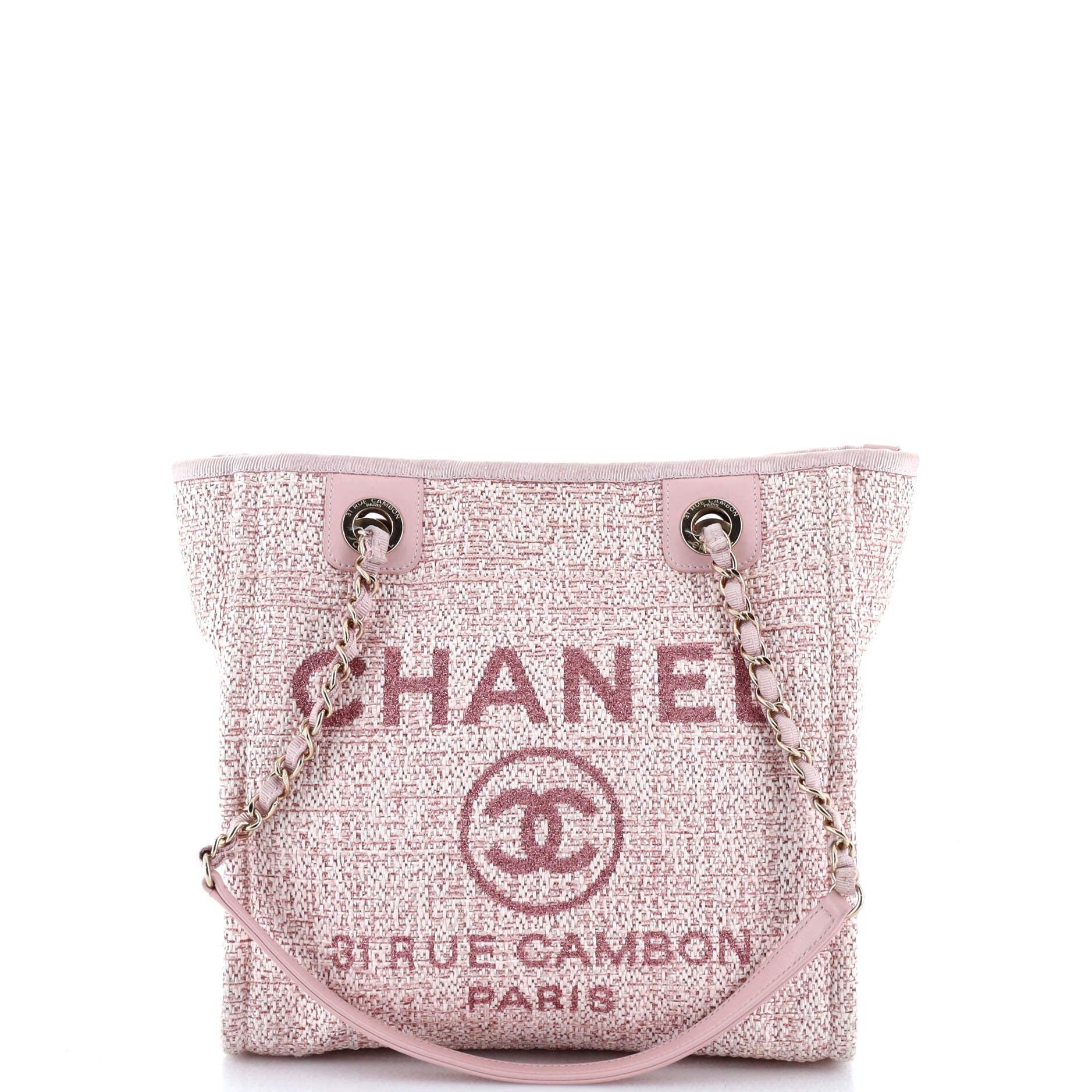 North South Deauville Tote Raffia with Glitter Detail Small