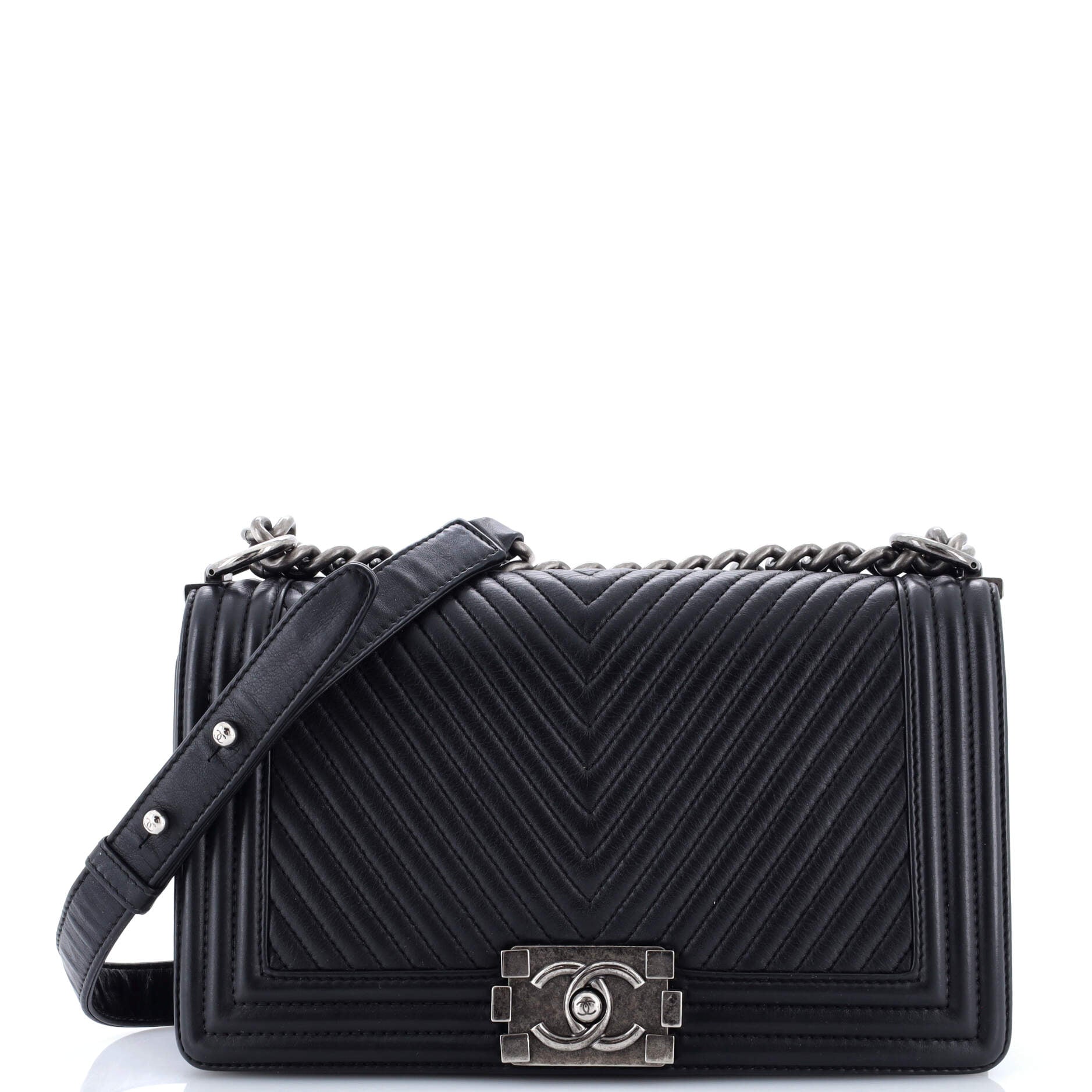 Boy Flap Bag Chevron Wrinkled Lambskin Old Medium