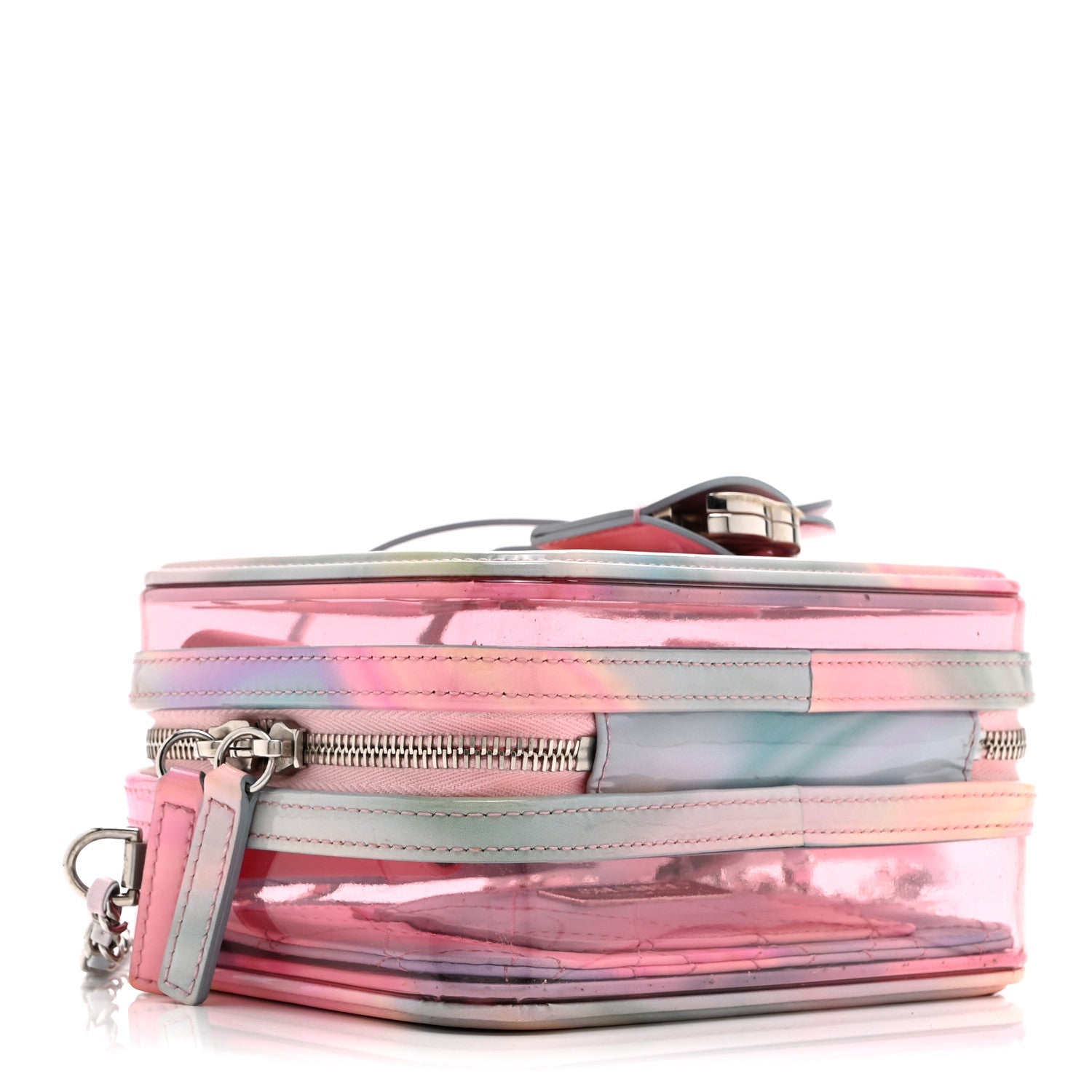 PVC Lambskin Filigree Small CC Filigree Vanity Case Pink Multicolor