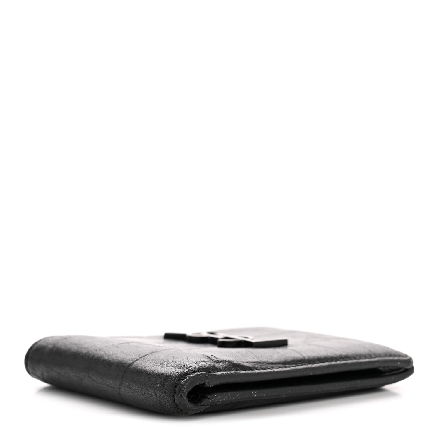 Calfskin Crocodile Embossed Monogram Bifold Wallet Black