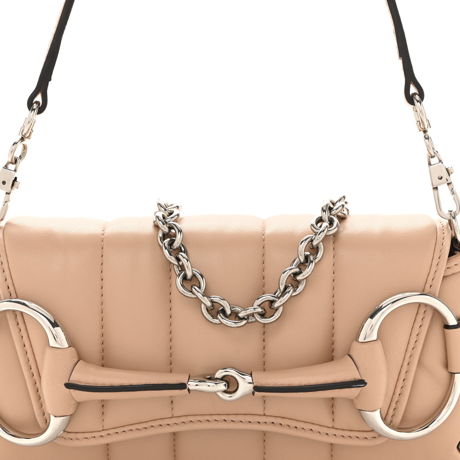 Nappa Vertical Matelasse Small Maxi Horsebit Chain Shoulder Bag Beige