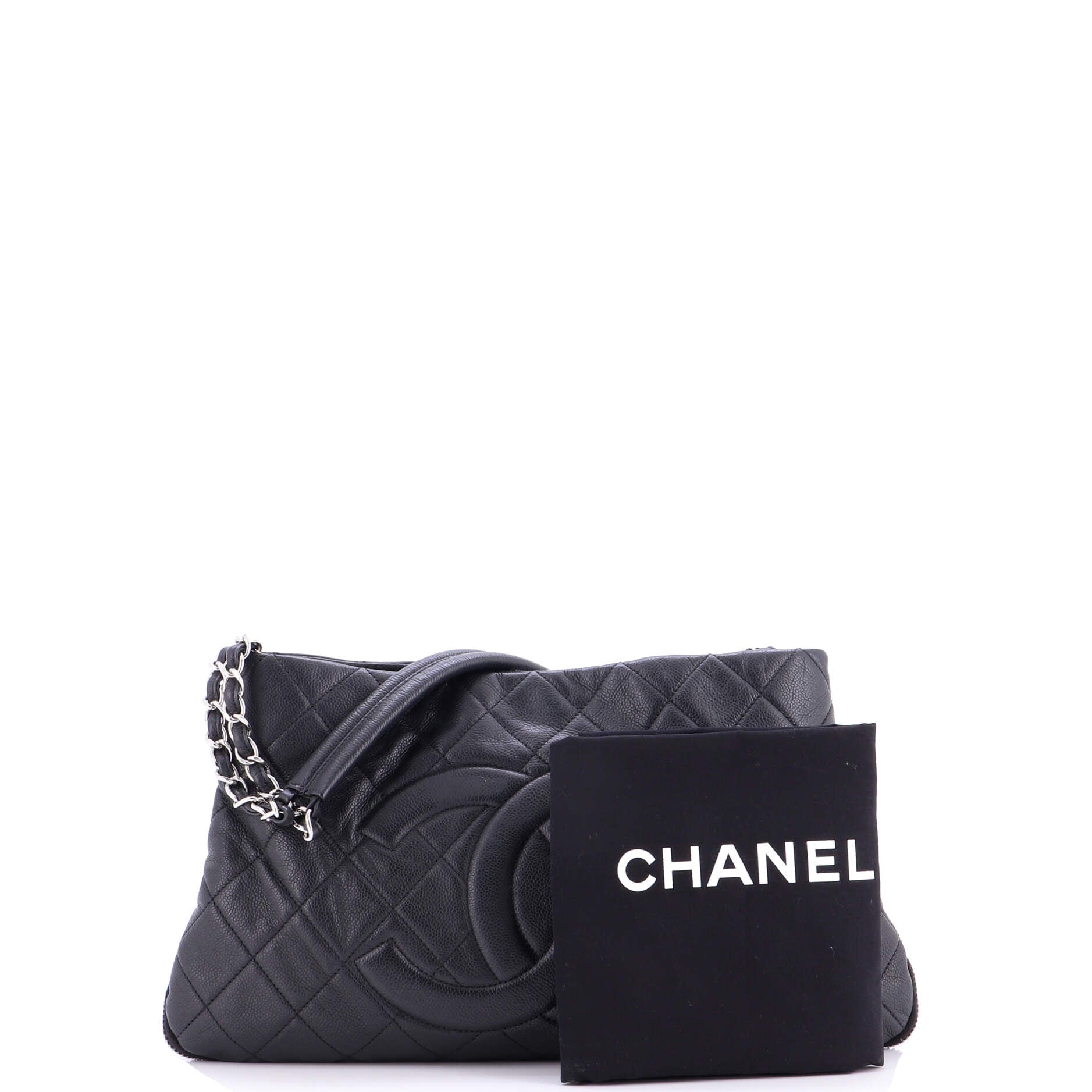 Timeless CC Expandable Tote Quilted Caviar Medium