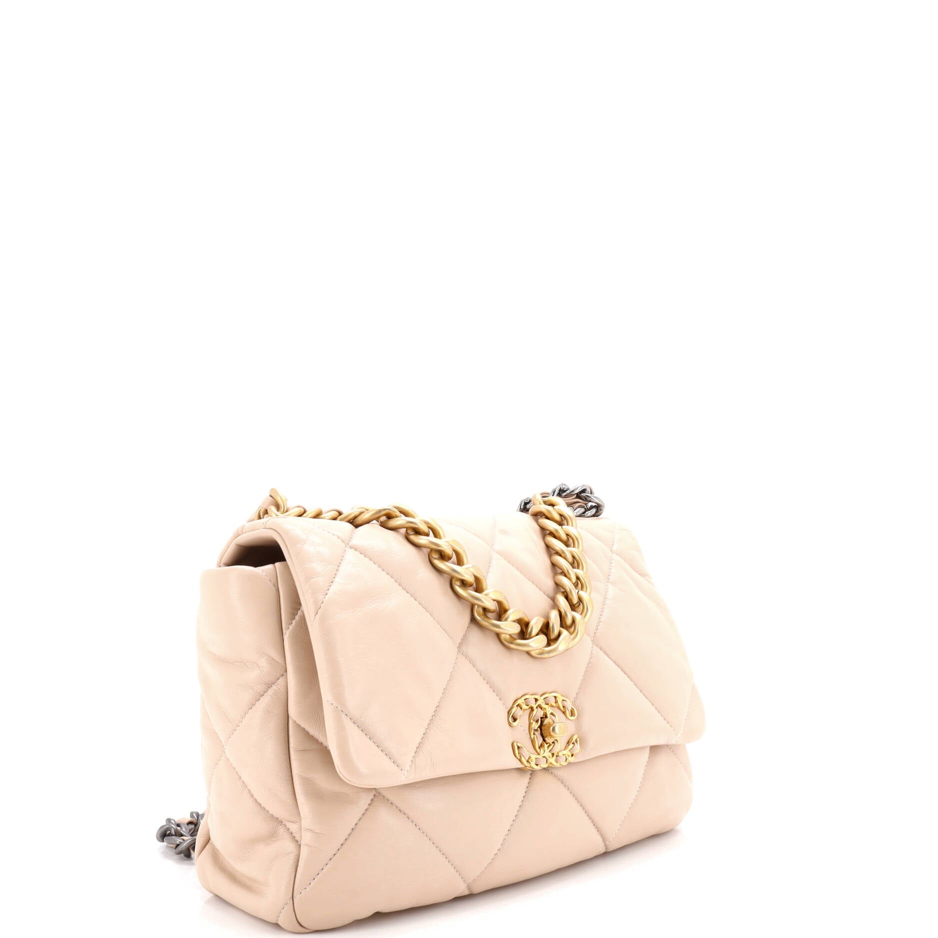 19 Flap Bag Quilted Leather Large