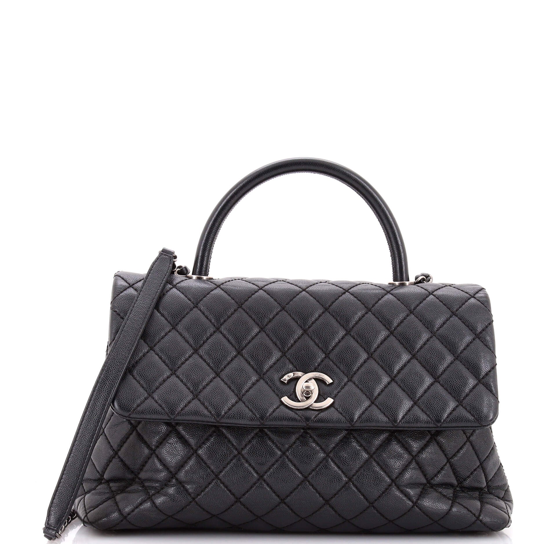 Coco Top Handle Bag Quilted Caviar Medium