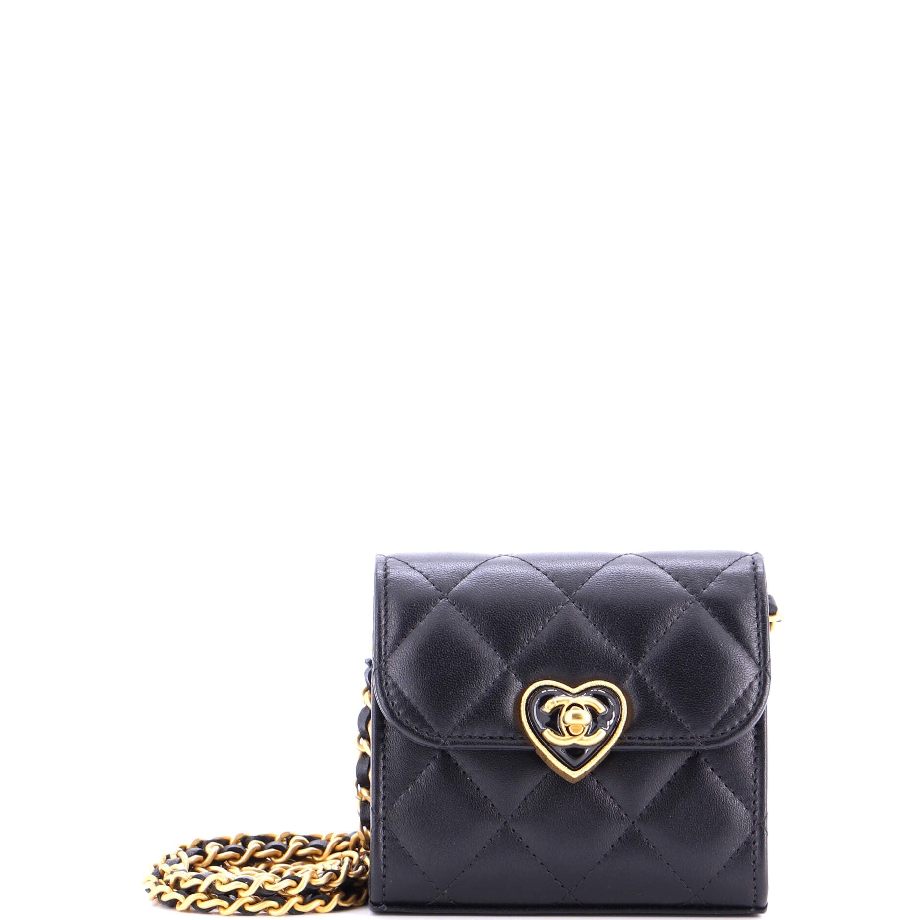 Coco Love CC Heart Clutch with Chain Quilted Lambskin Mini