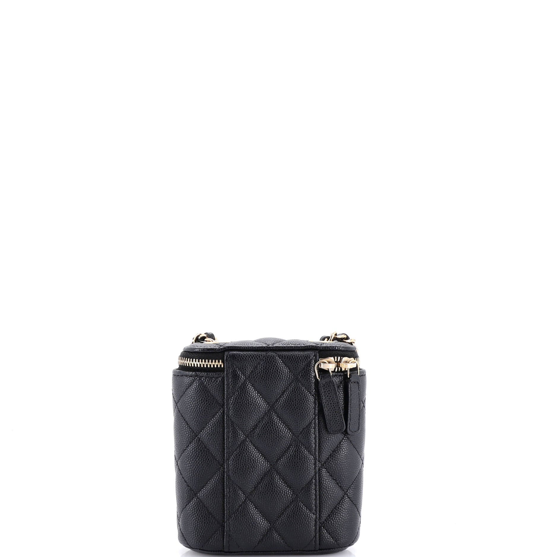 Vertical Classic Vanity Case with Chain Quilted Caviar Mini